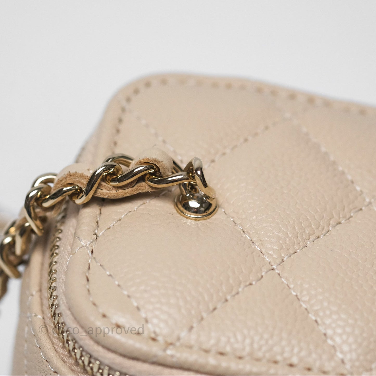 Chanel Mini Vanity With CC Chain Beige Caviar Gold Hardware