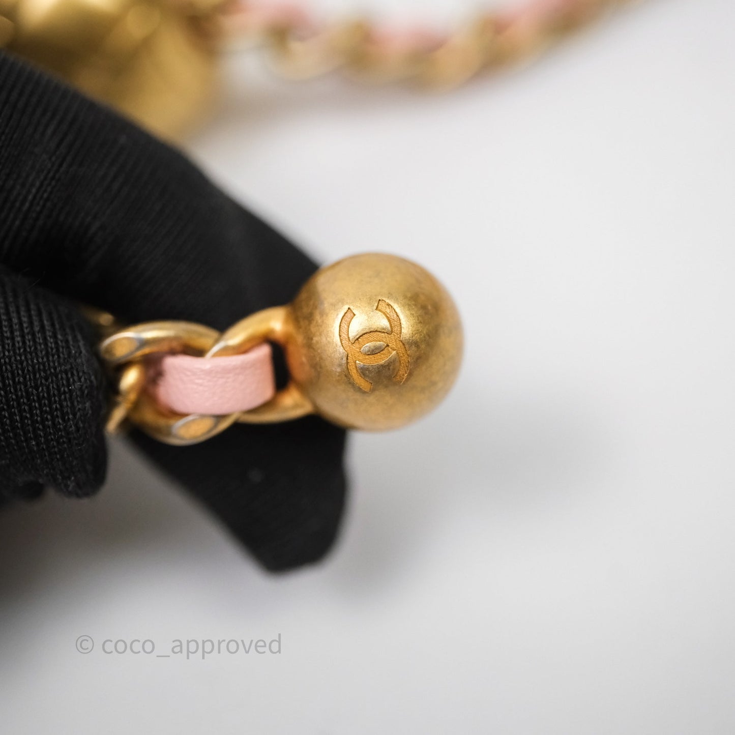 Chanel Pearl Crush Mini Square Quilted Pink Lambskin Aged Gold Hardware