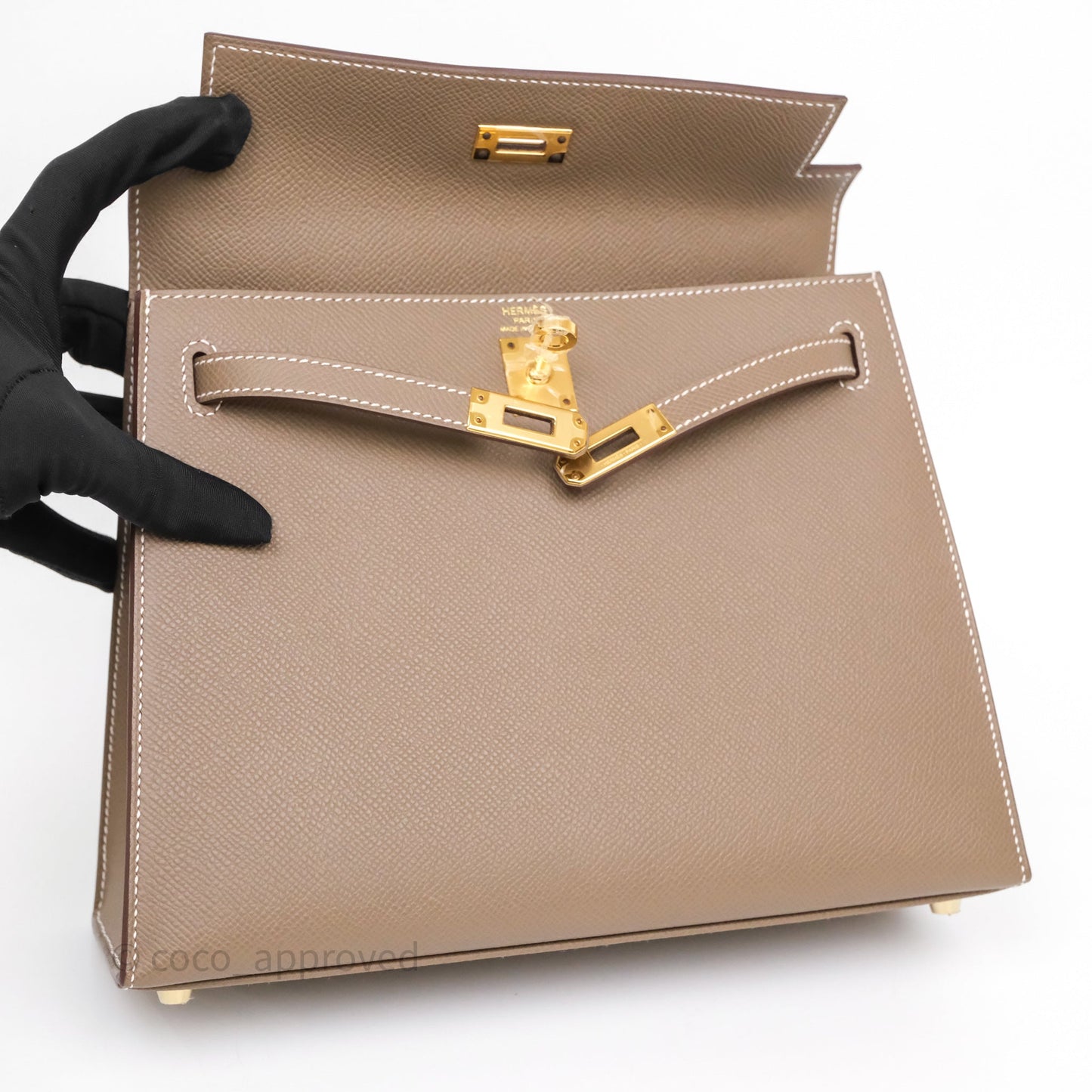 Hermès Kelly 25 Etoupe 18 Epsom Gold Hardware