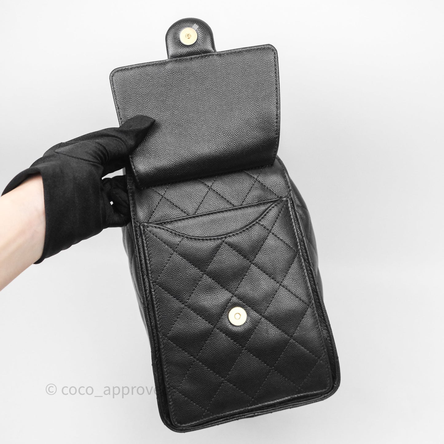 Chanel 25 Medium Black Caviar Aged Gold Hardware