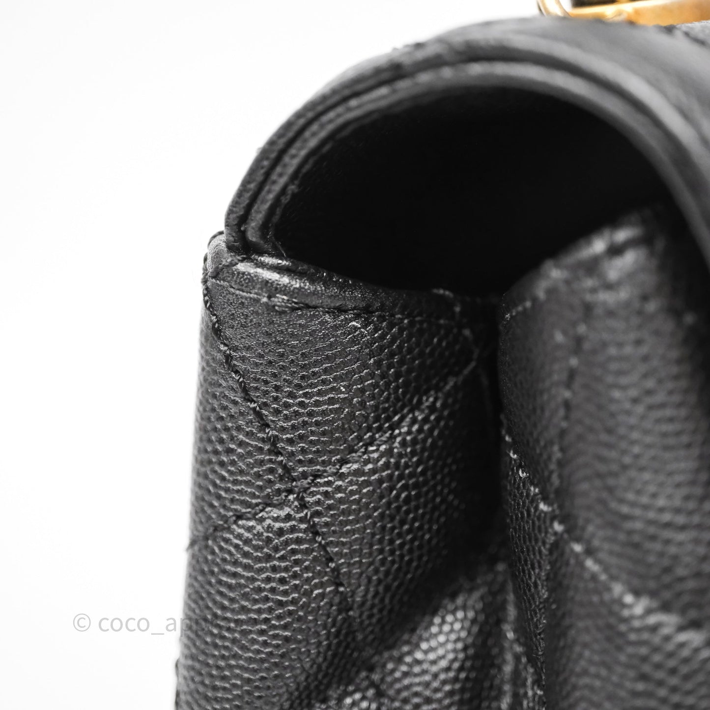 Chanel Small Coco Handle Black Caviar Aged Gold Hardware Braided Handle