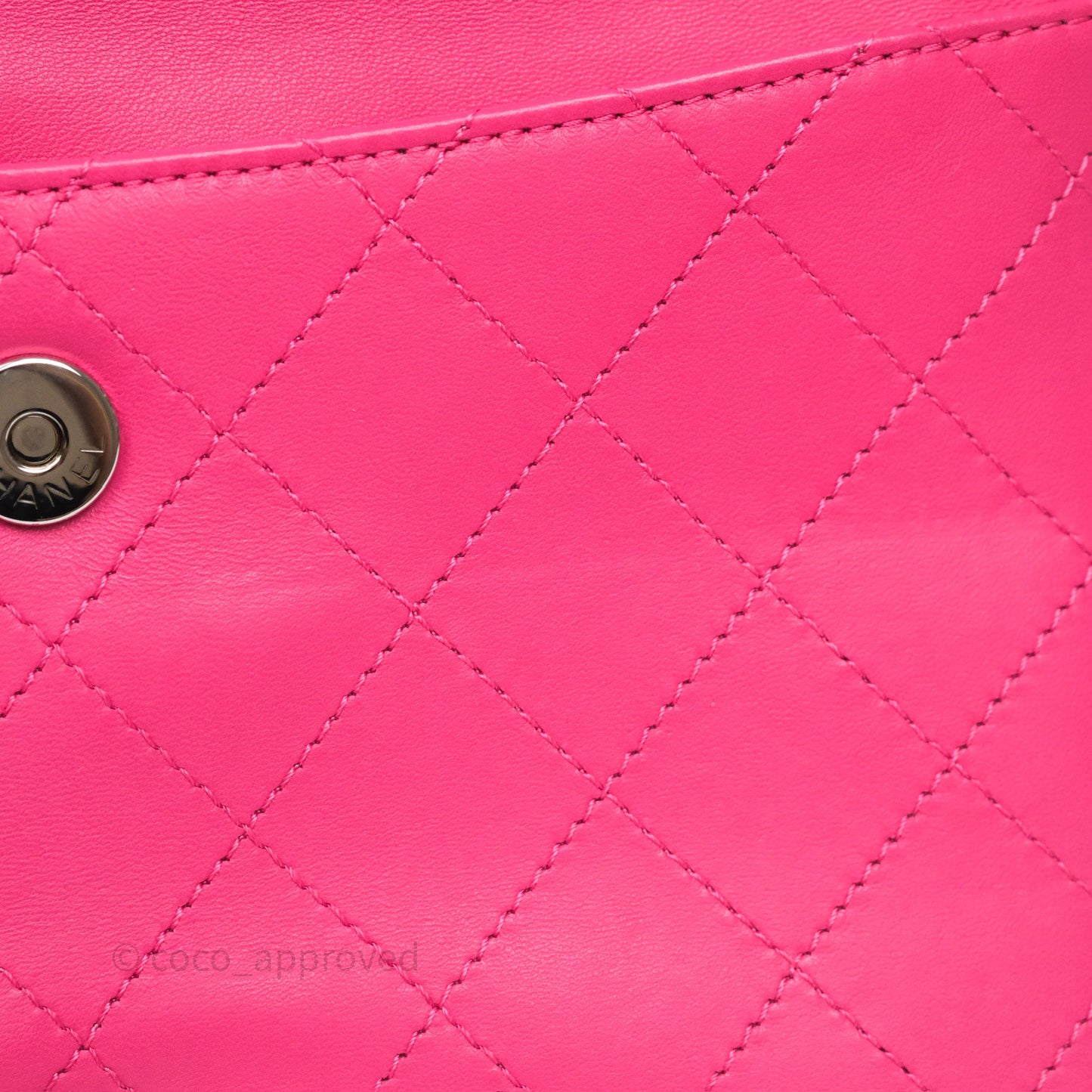 Chanel Stitched Double Flap Bag Pink Calfskin Silver Hardware