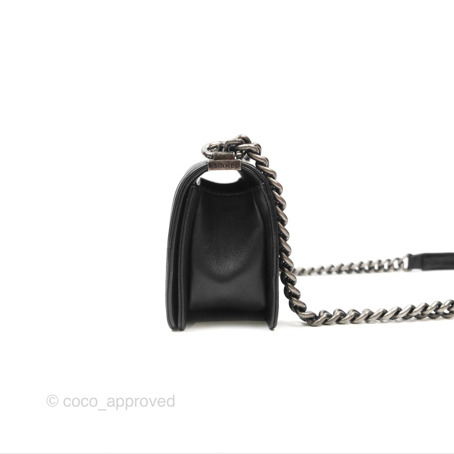 Chanel Small Boy Black Calfskin Ruthenium Hardware