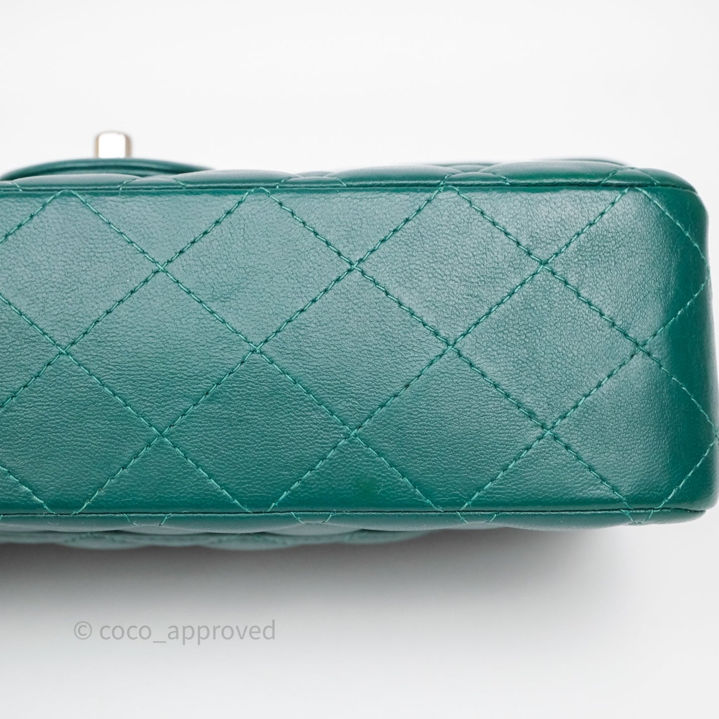 Chanel Medium Classic Flap Quilted Dark Green Lambskin Silver Hardware