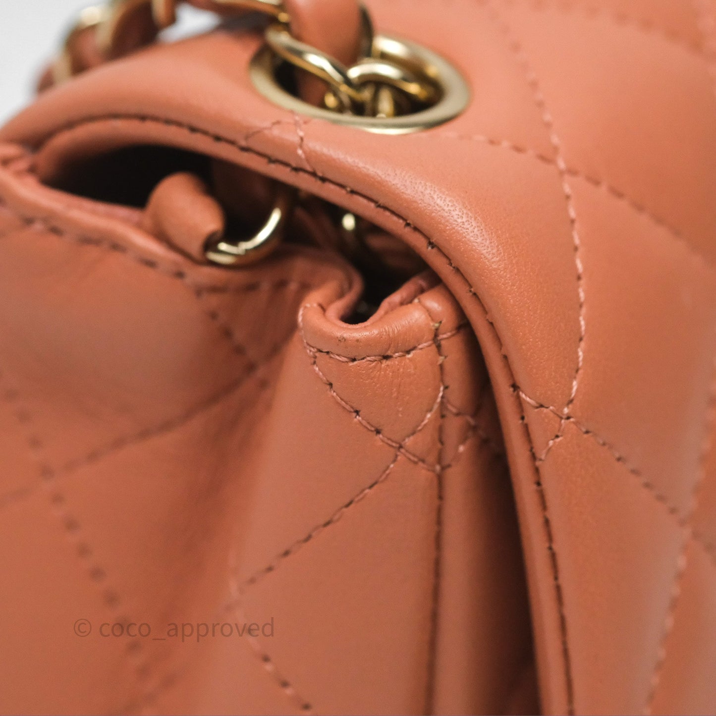 Chanel Mini Square Flap Quilted Dark Beige Lambskin Gold Hardware