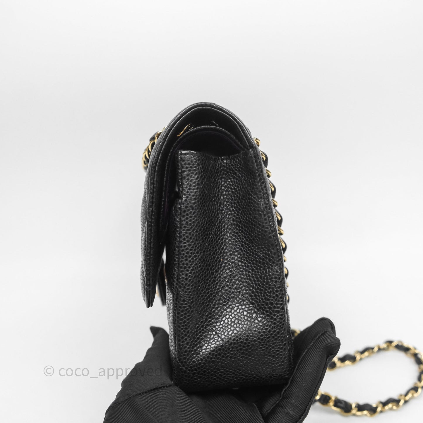 Chanel Classic M/L Medium Flap Quilted Black Caviar Gold Hardware