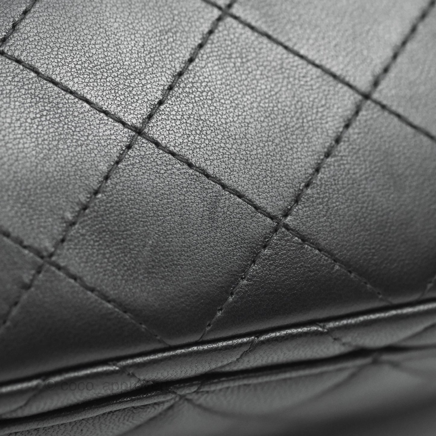 Chanel Quilted Mini Rectangular Flap Black Lambskin Silver Hardware
