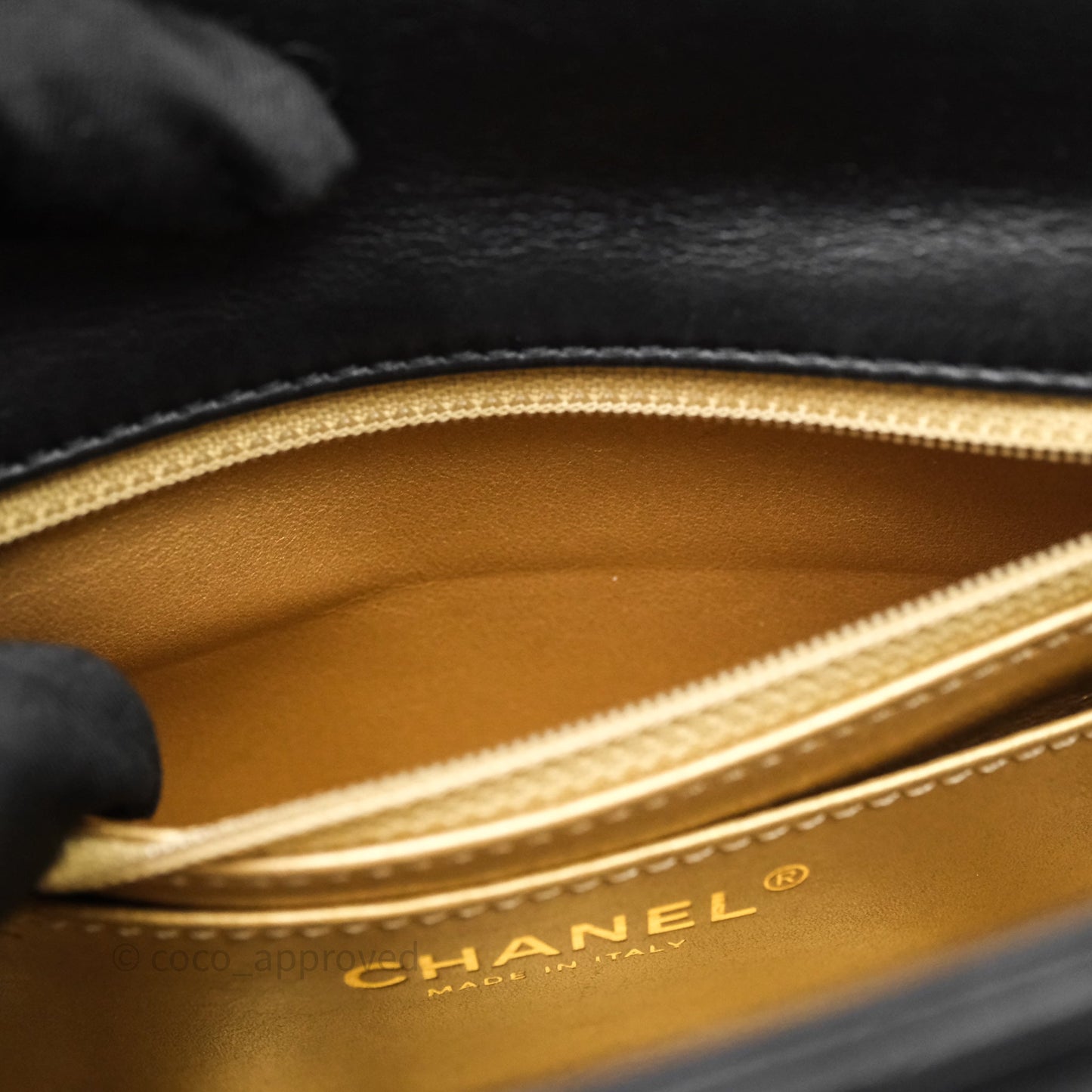 Chanel Pearl Crush Mini Square Quilted Black Lambskin Aged Gold Hardware