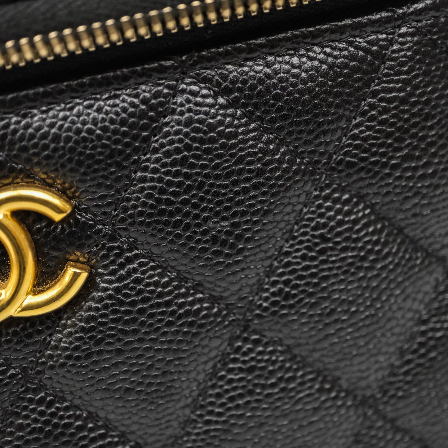 Chanel Vanity with Heart Adjustable Chain Black Caviar Aged Gold Hardware
