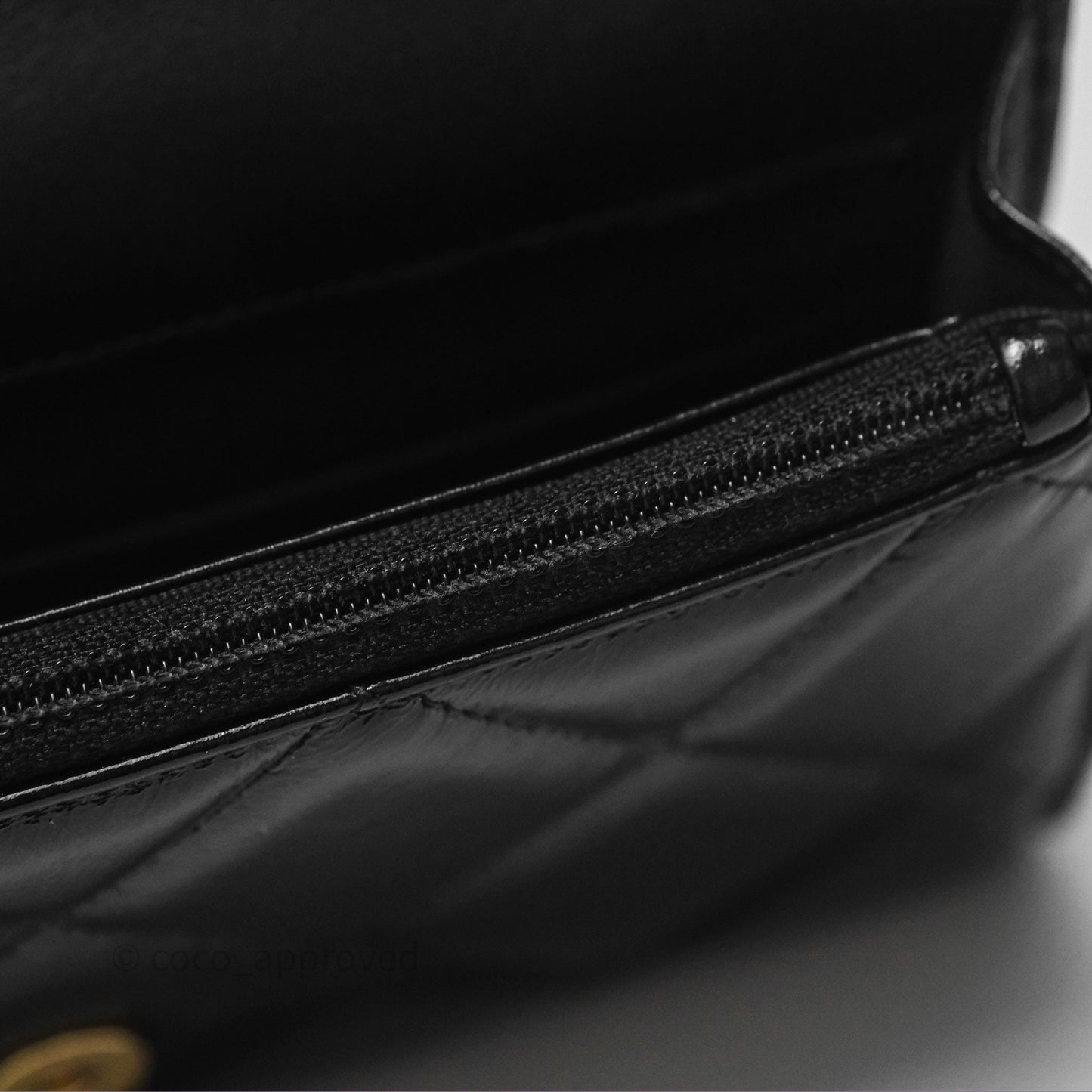 Chanel Quilted Medallion Wallet on Chain WOC Black Glossy Lambskin Gold Hardware 22K