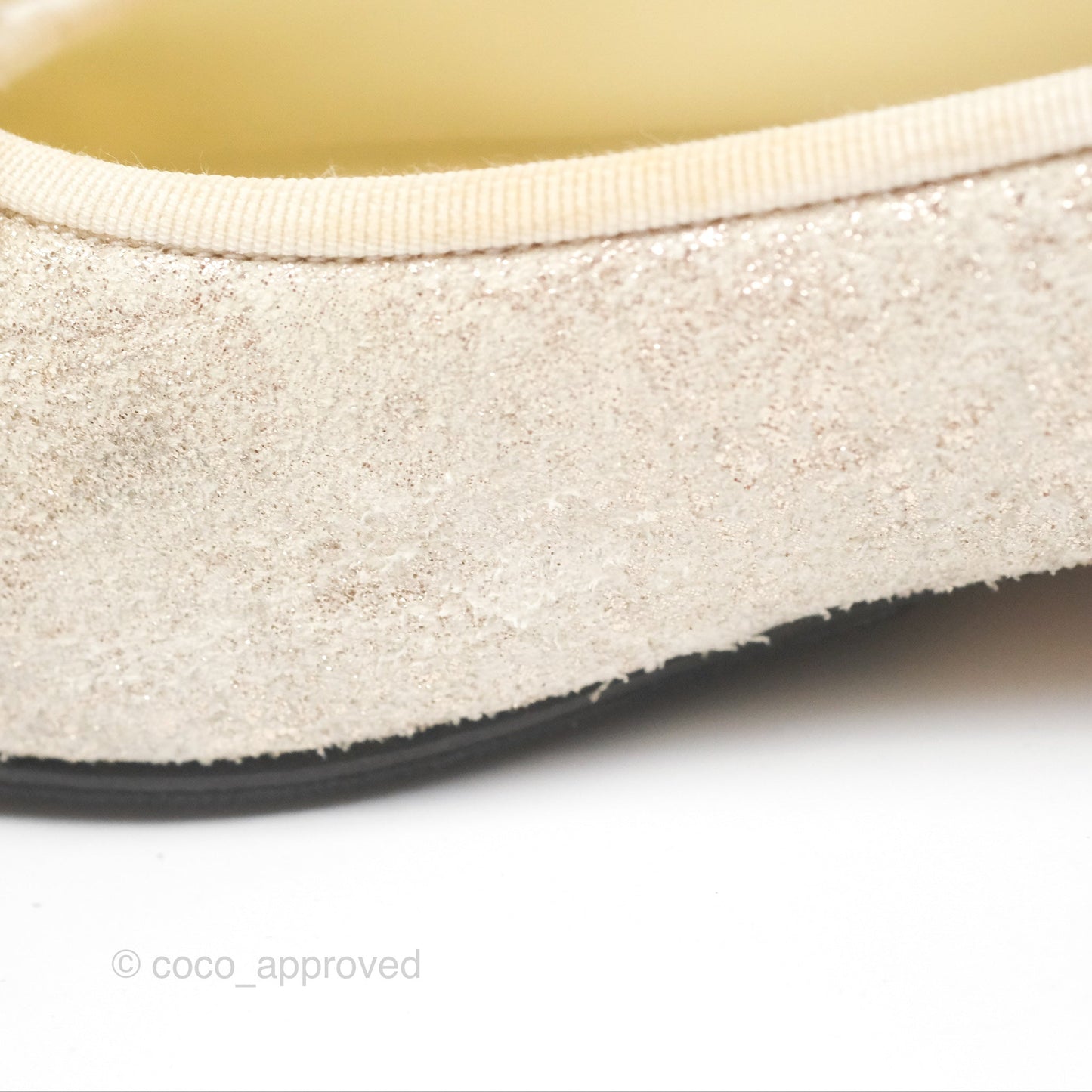 Chanel Ballerina Flats Glitter Ivory Black Size 39