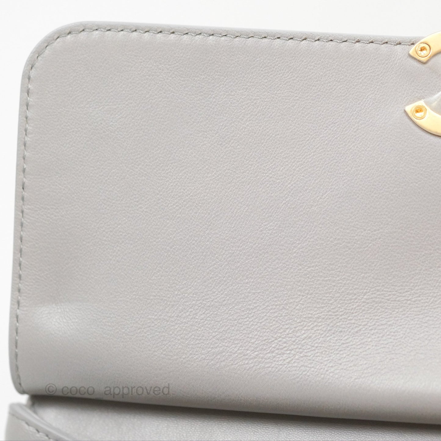 Chanel Small Quilted Coco Luxe Flap Bag Grey Calfskin Aged Gold Hardware