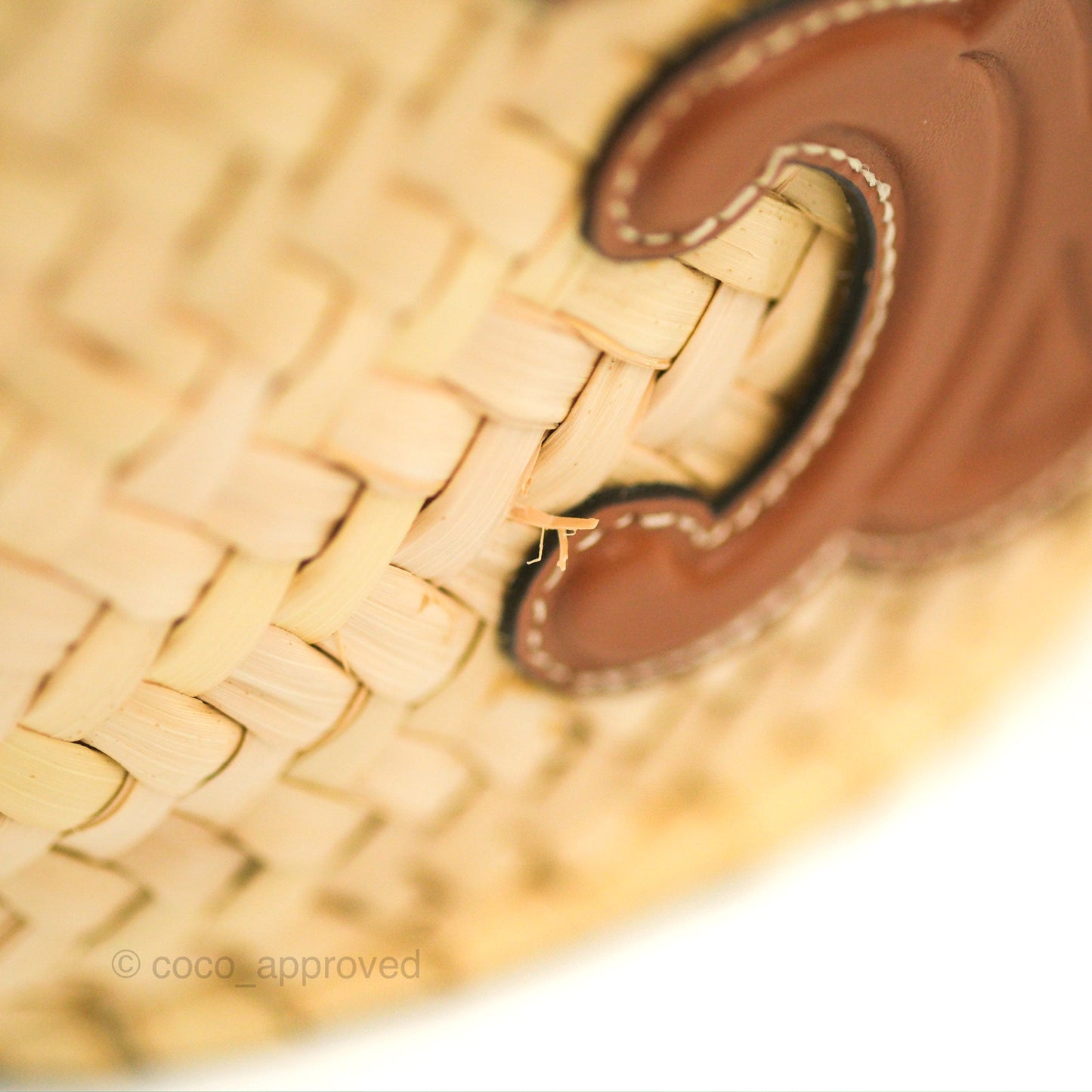 Celine Nano Triomphe Panier Palm Leaves Calfskin Tan