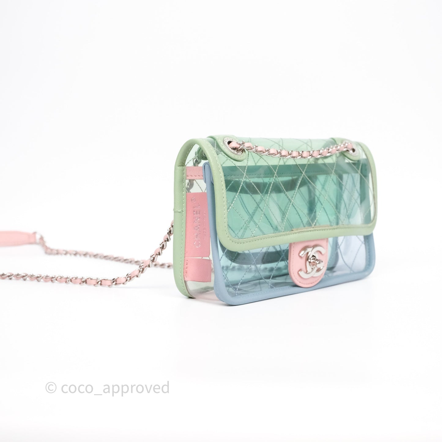Chanel Coco Splash PVC Mini Flap Bag Blue/Green/Pink Silver Hardware