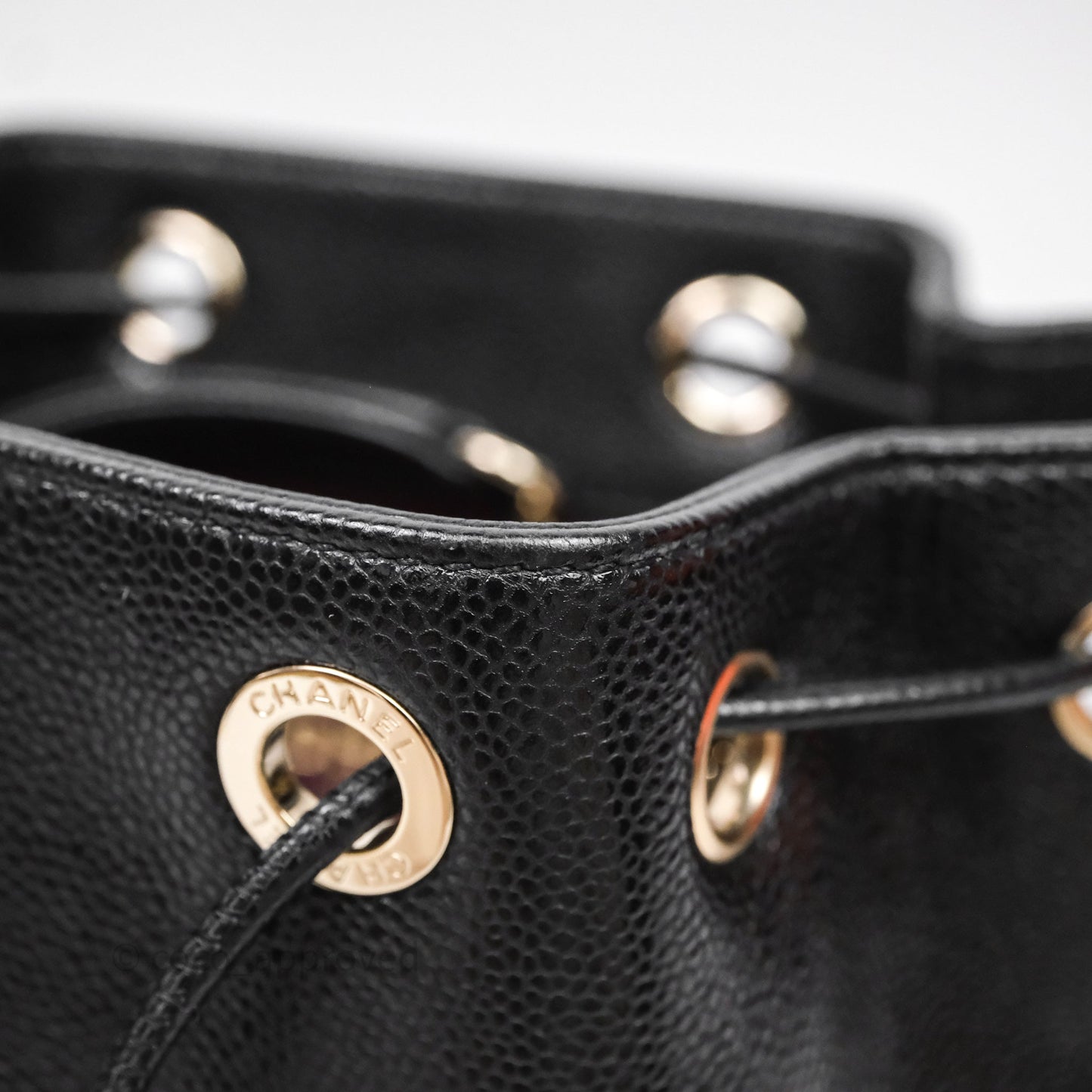 Chanel Business Affinity Drawstring Bucket Bag Black Caviar Gold Hardware