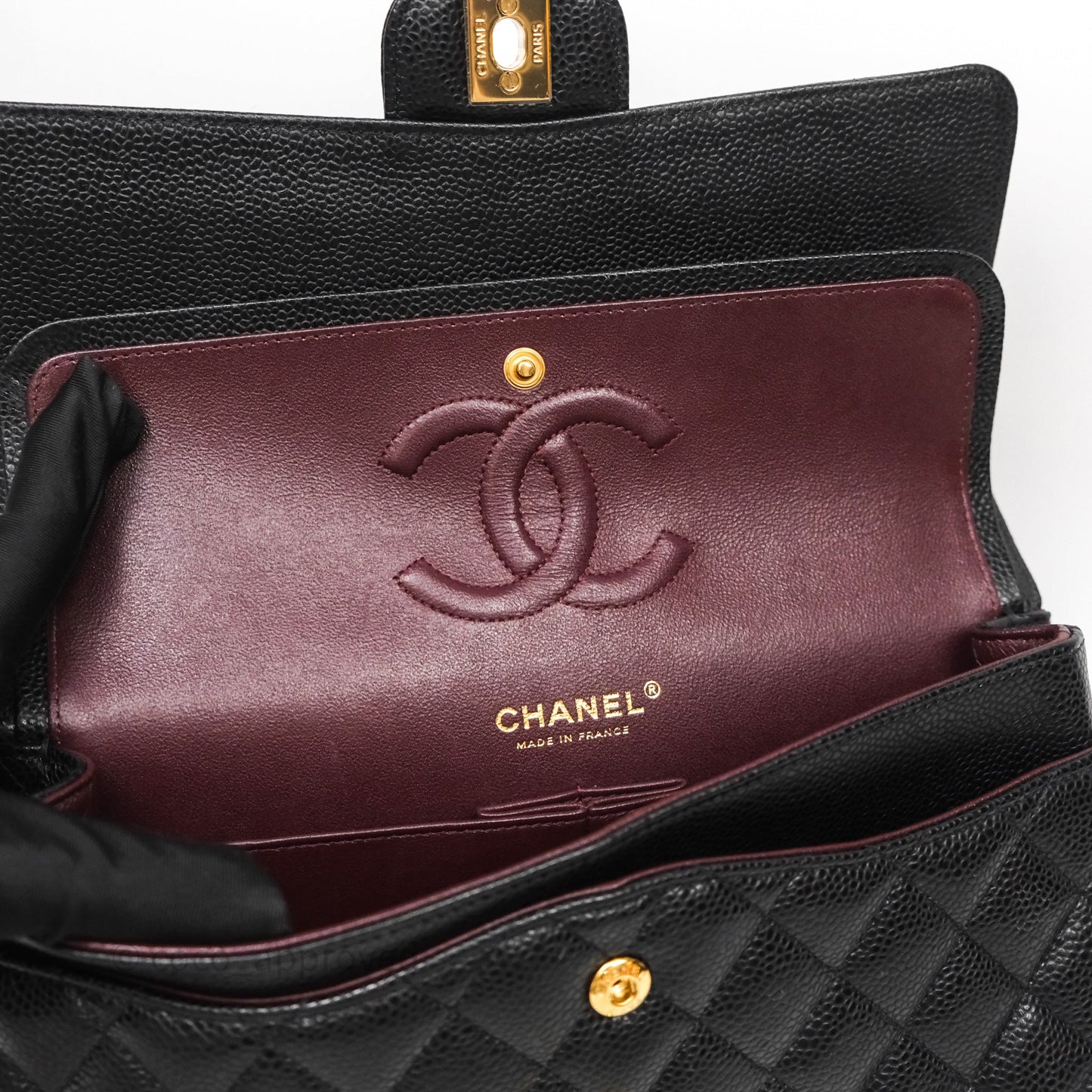 Chanel Classic Medium Flap Quilted Black Caviar Gold Hardware