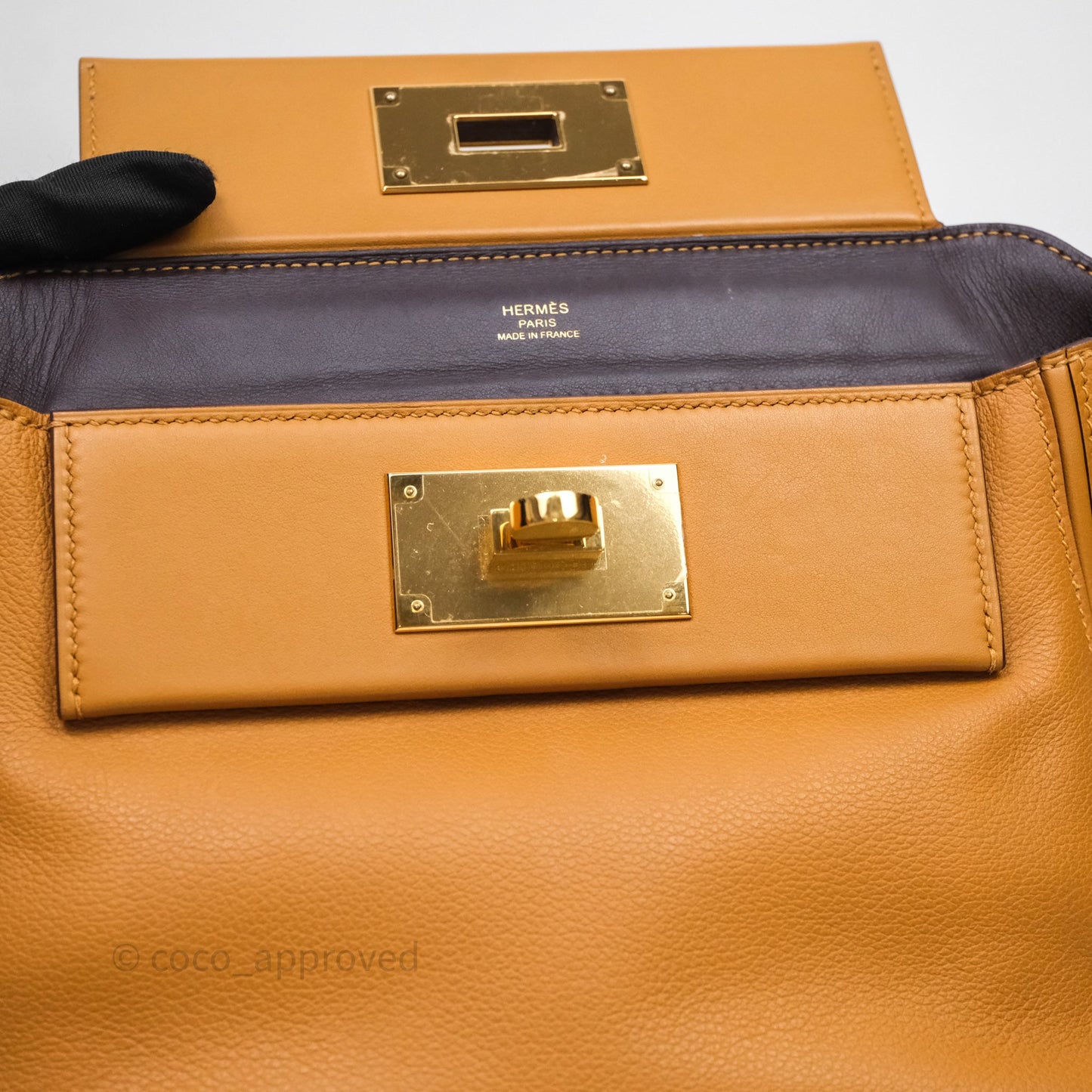Hermès 24/24 21 Mini Caramel/Sesame/Rouge Sellier Gold Hardware