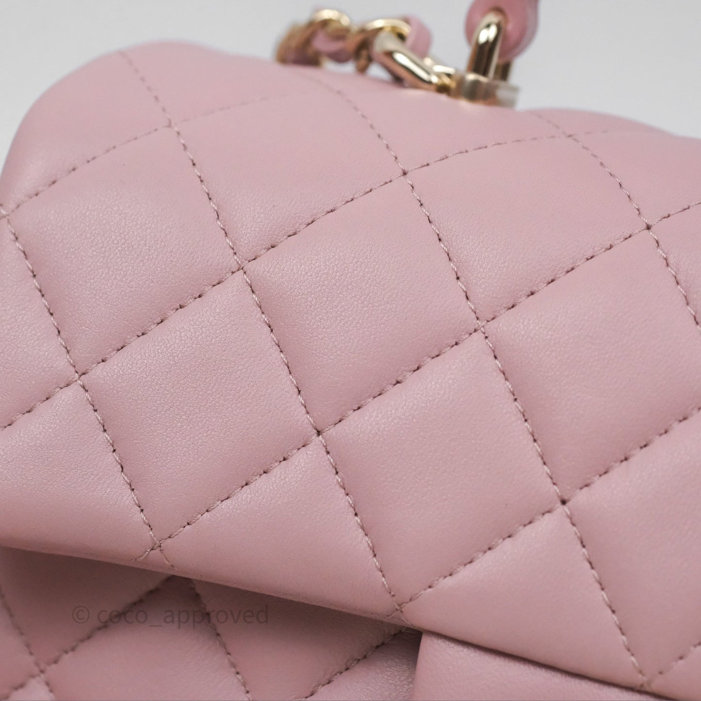 Chanel Top Handle Mini Rectangular Flap Lilac Pink Lambskin Gold Hardware