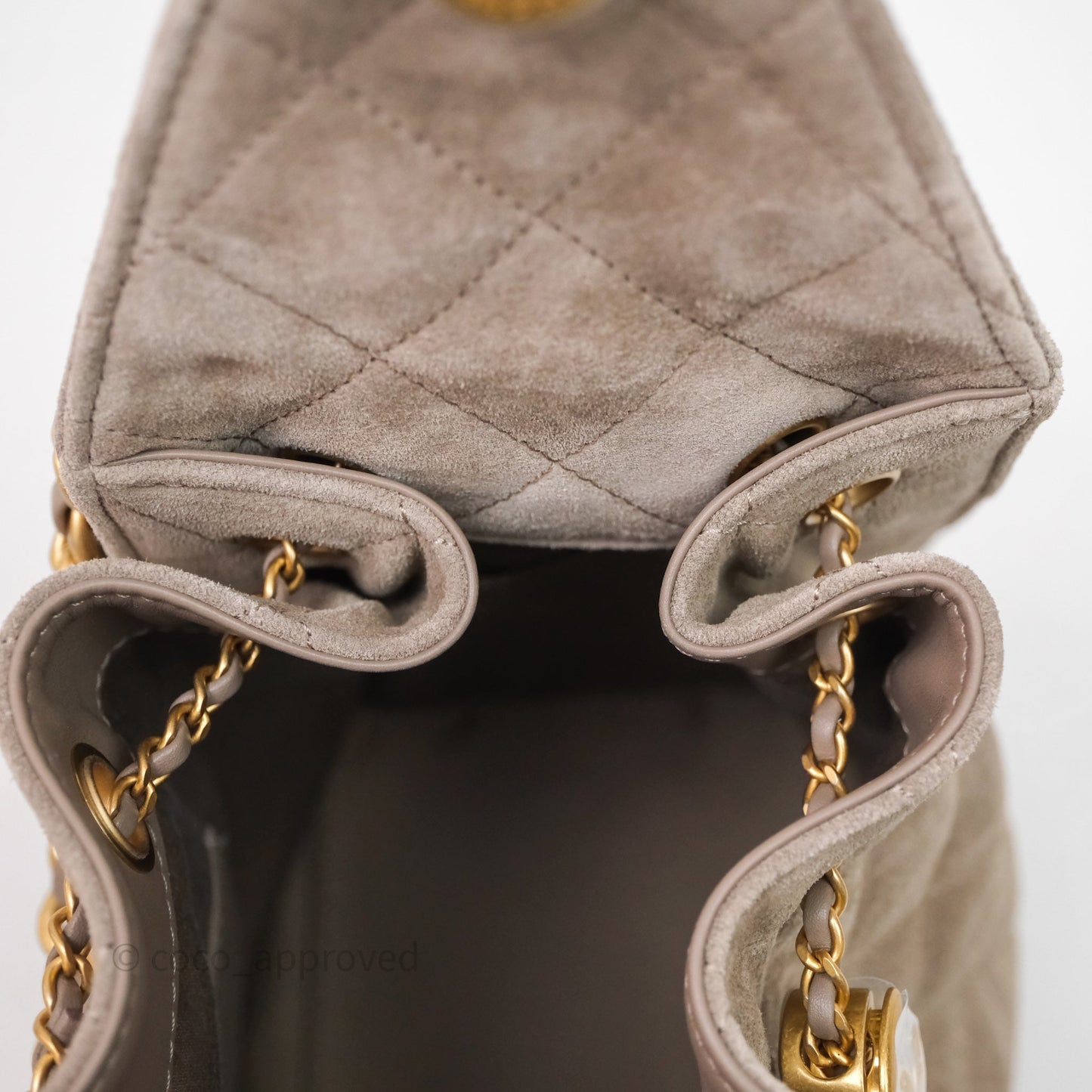 Chanel 25 Small Suede Calfskin Aged Gold Hardware