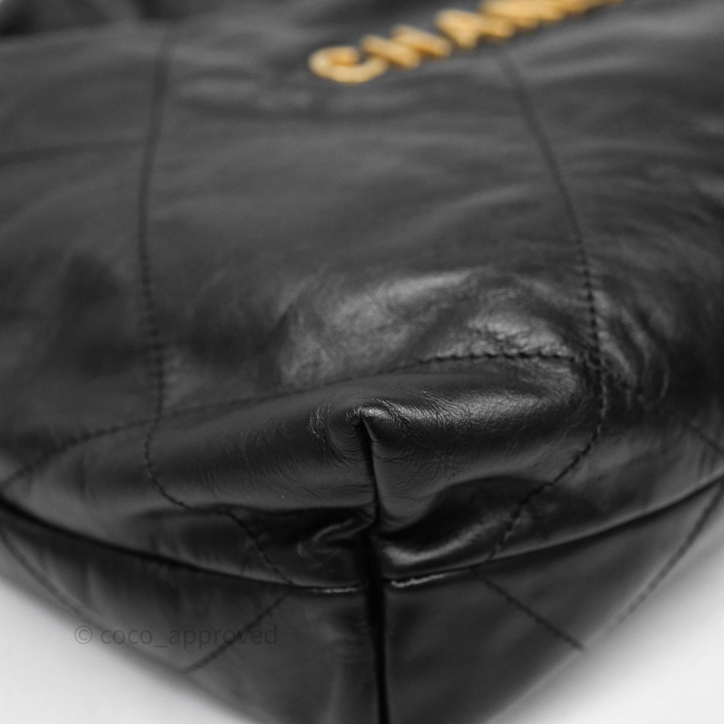 Chanel 22 Small Black Calfskin Aged Gold Hardware