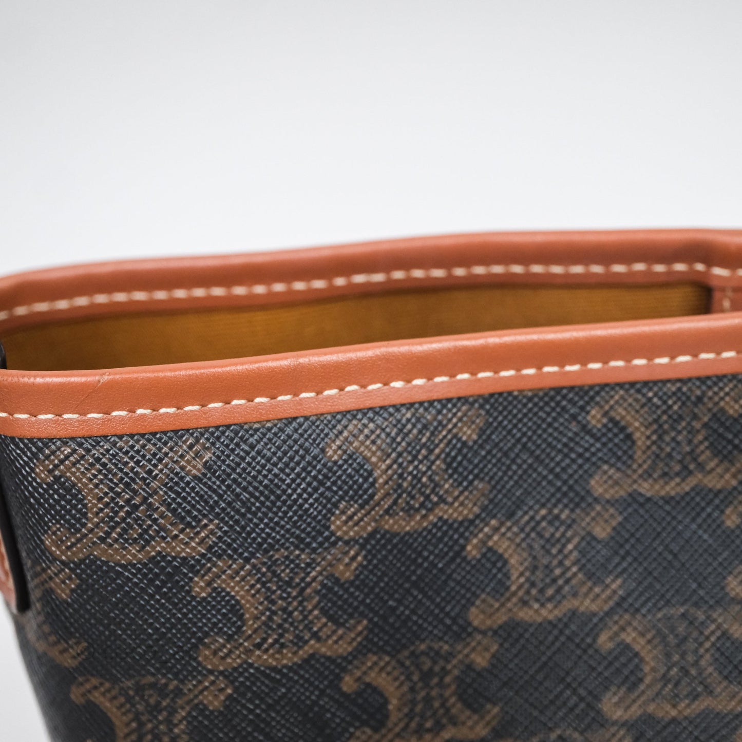 Celine Small Bucket Triomphe Canvas Tan Calfskin