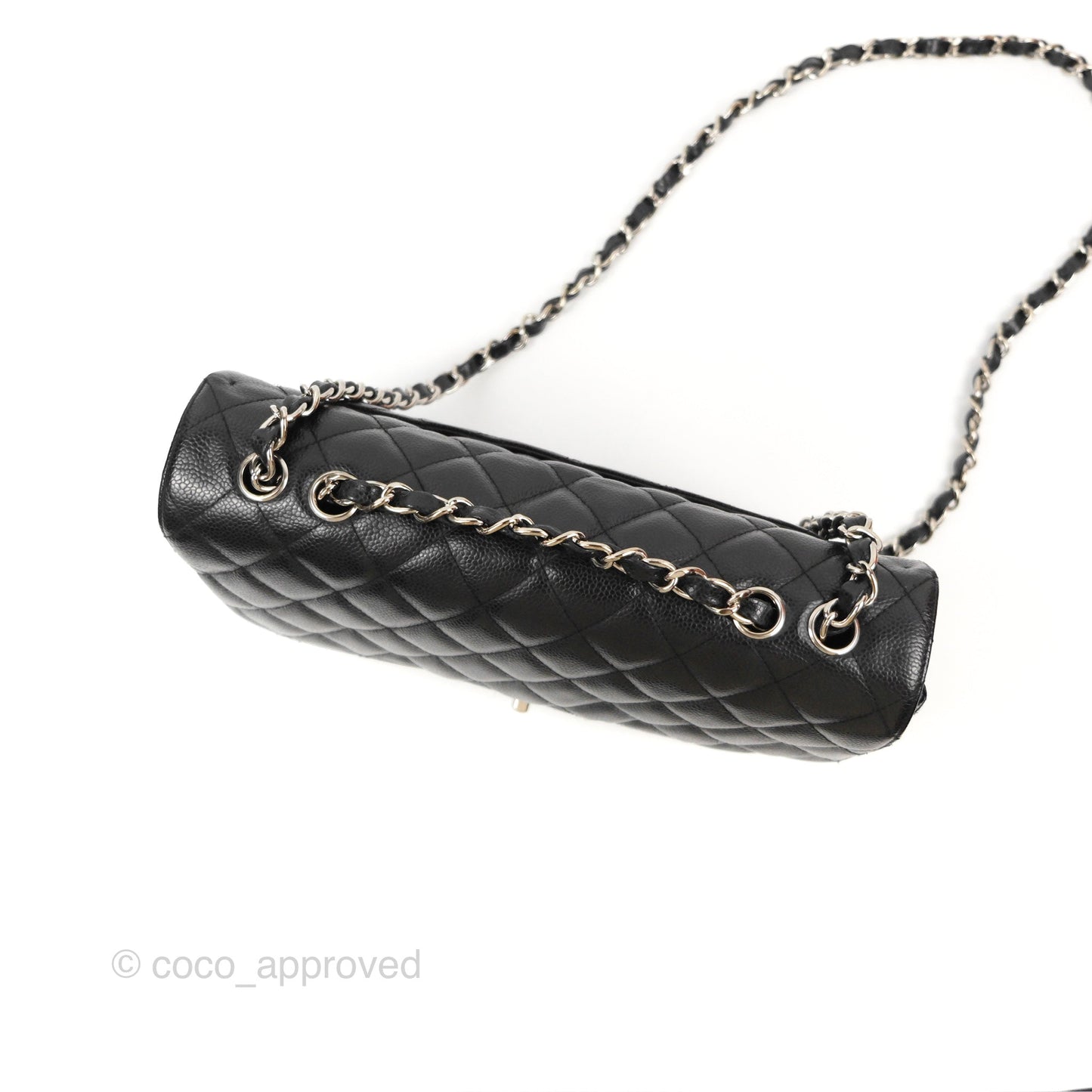 Chanel Jumbo Single Flap Quilted Black Caviar Silver Hardware