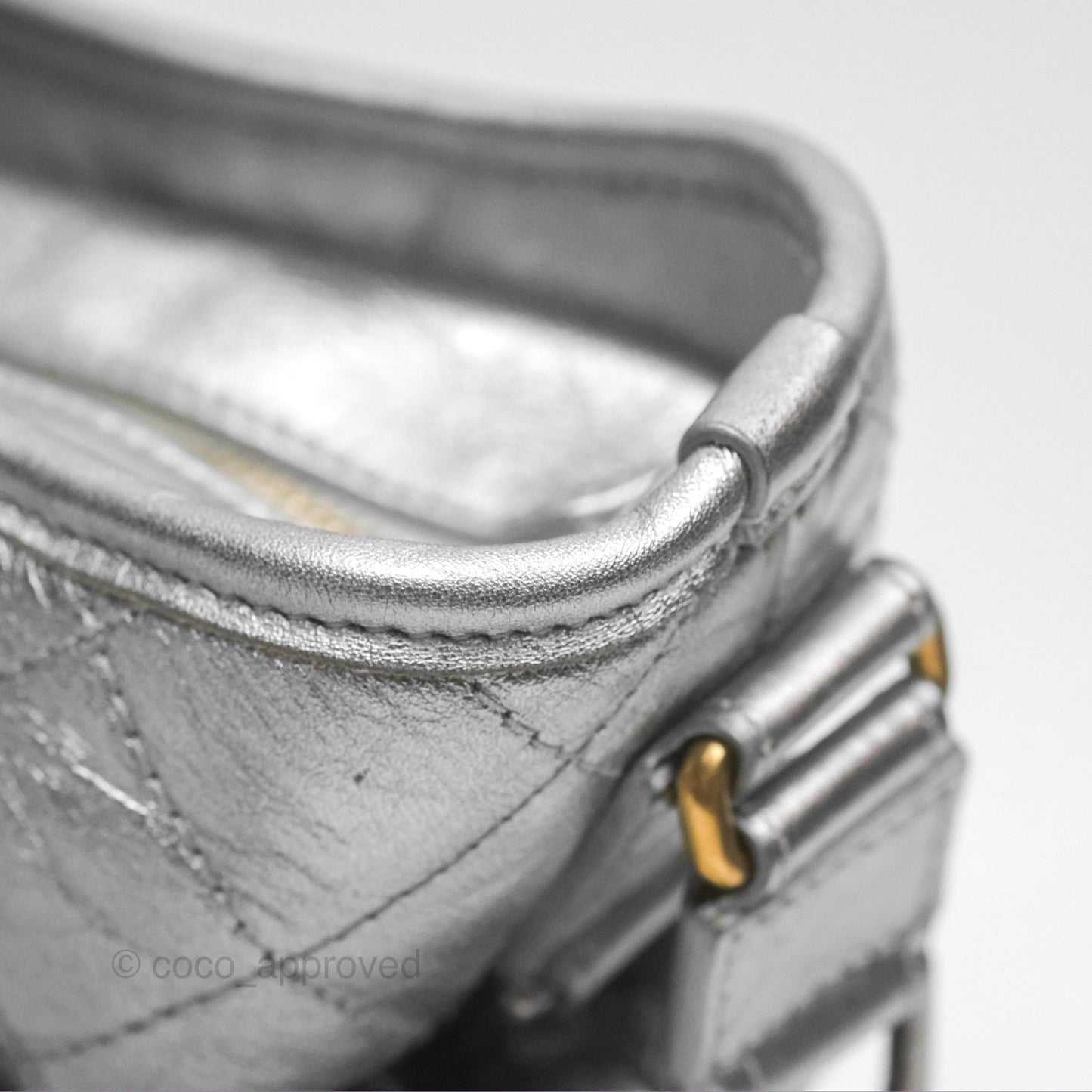 Chanel Large Gabrielle Hobo Metallic Silver Aged Calfskin Mixed Hardware