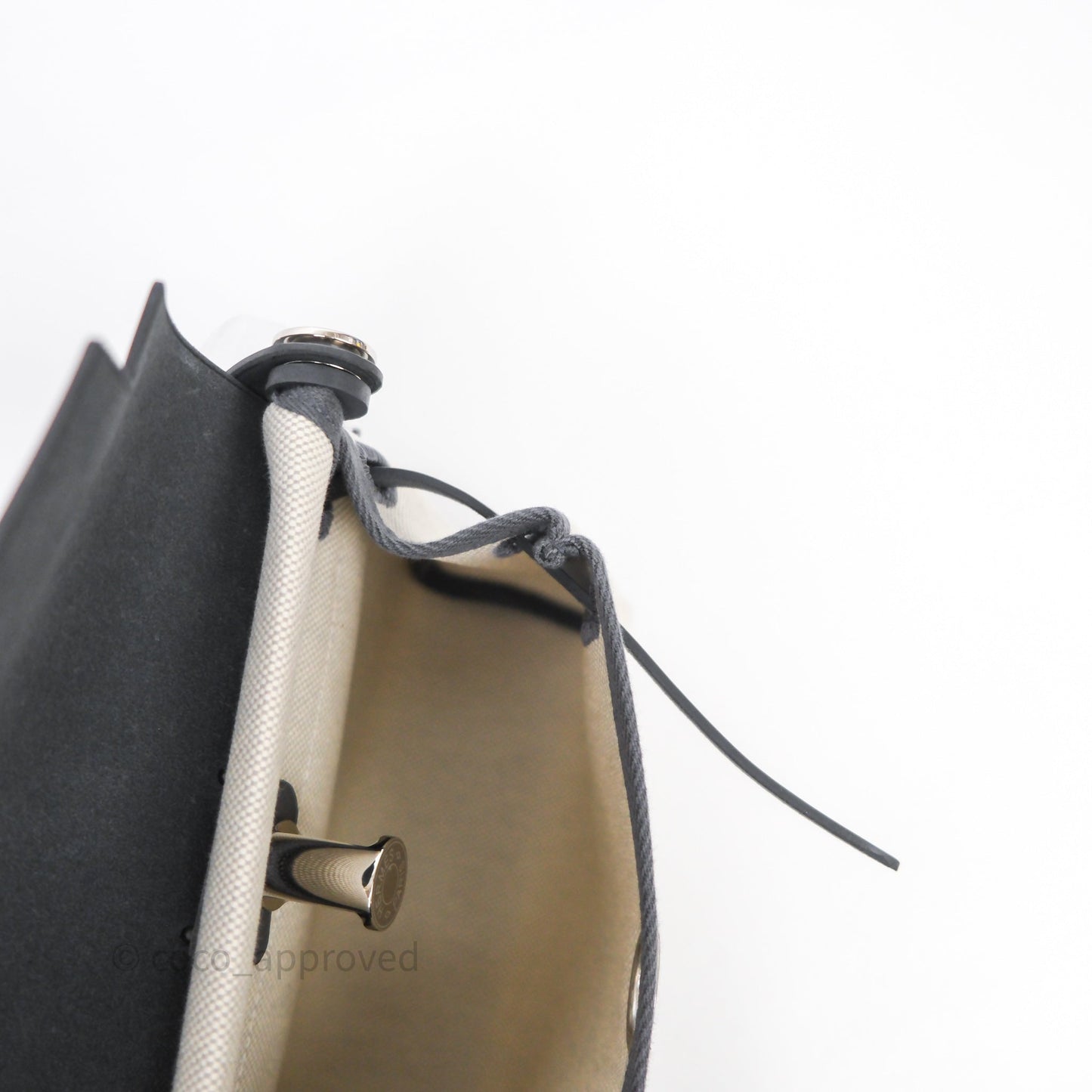 Hermès Zip 20 Mini Herbag Ecru-Bleu Glacier8U/Ardoise85 Canvas Palladium Hardware