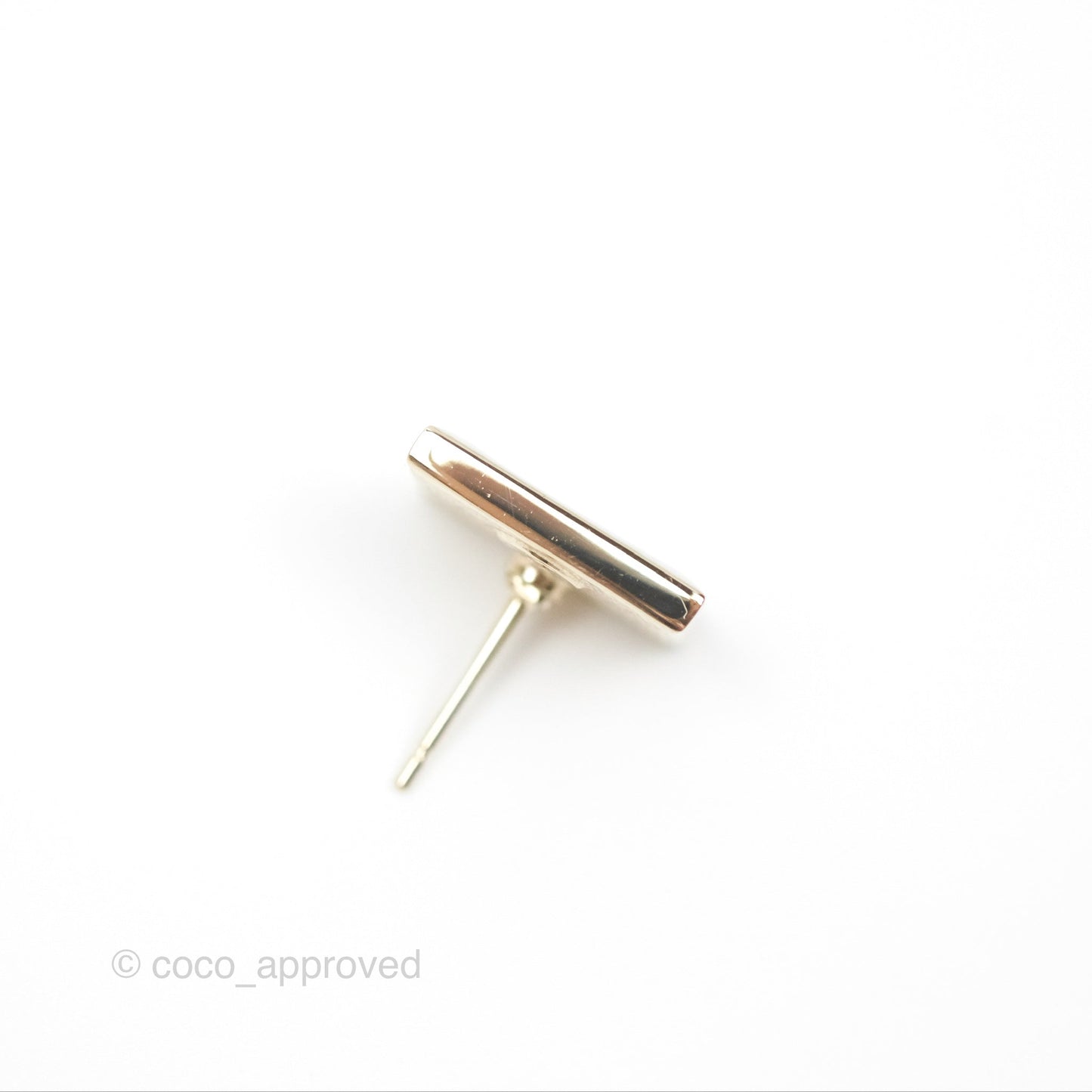 Chanel CC Square Earrings White Gold Tone 24C