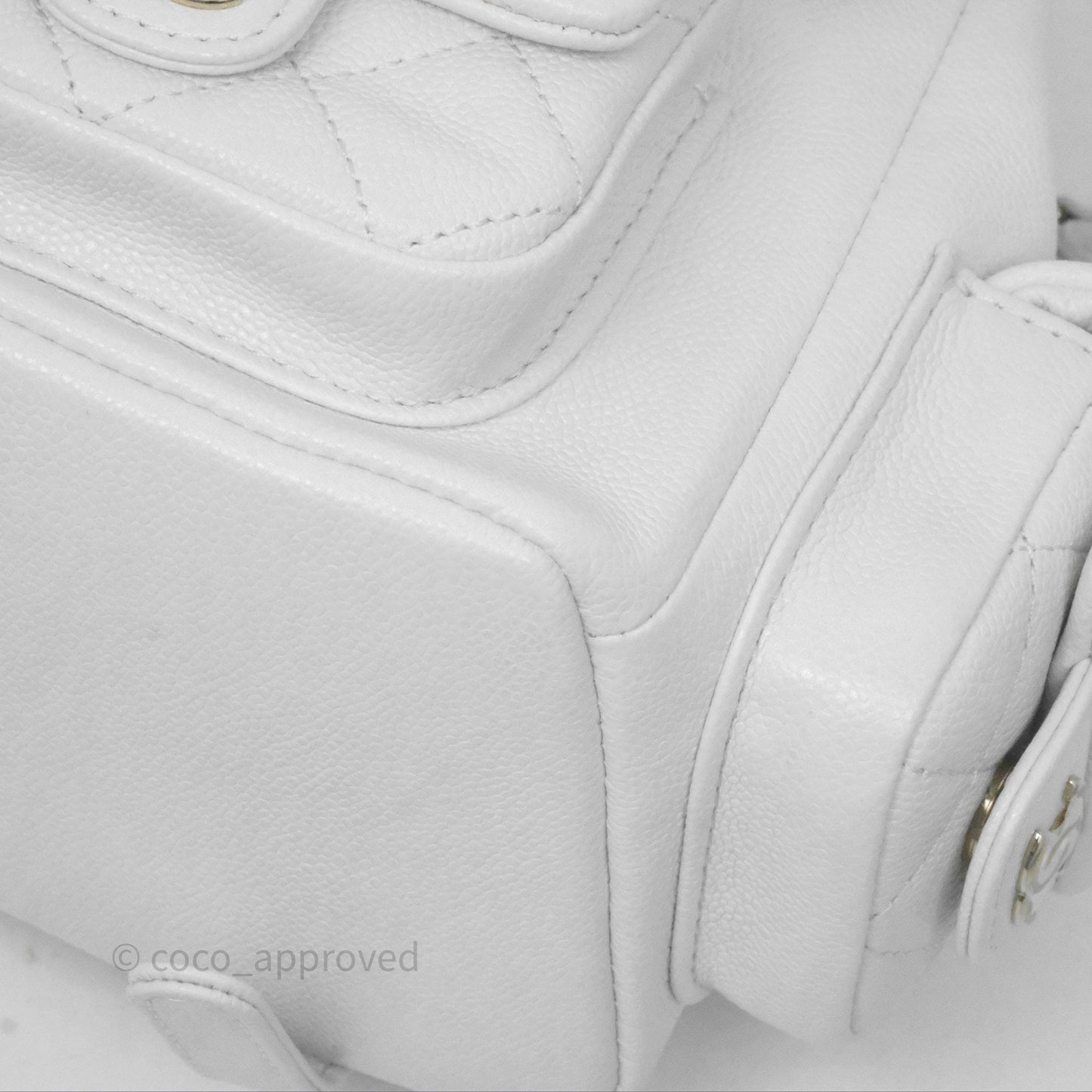 Chanel Small Duma Backpack White Caviar Gold Hardware