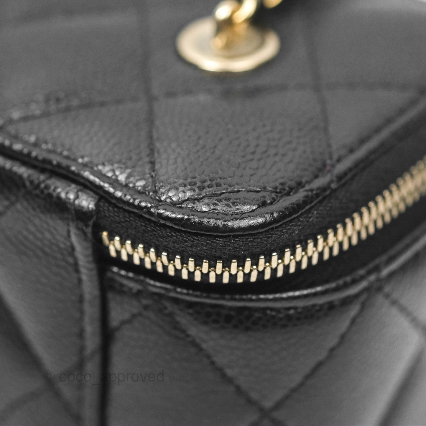 Chanel Vanity Rectangular With Chain Black Caviar Gold Hardware
