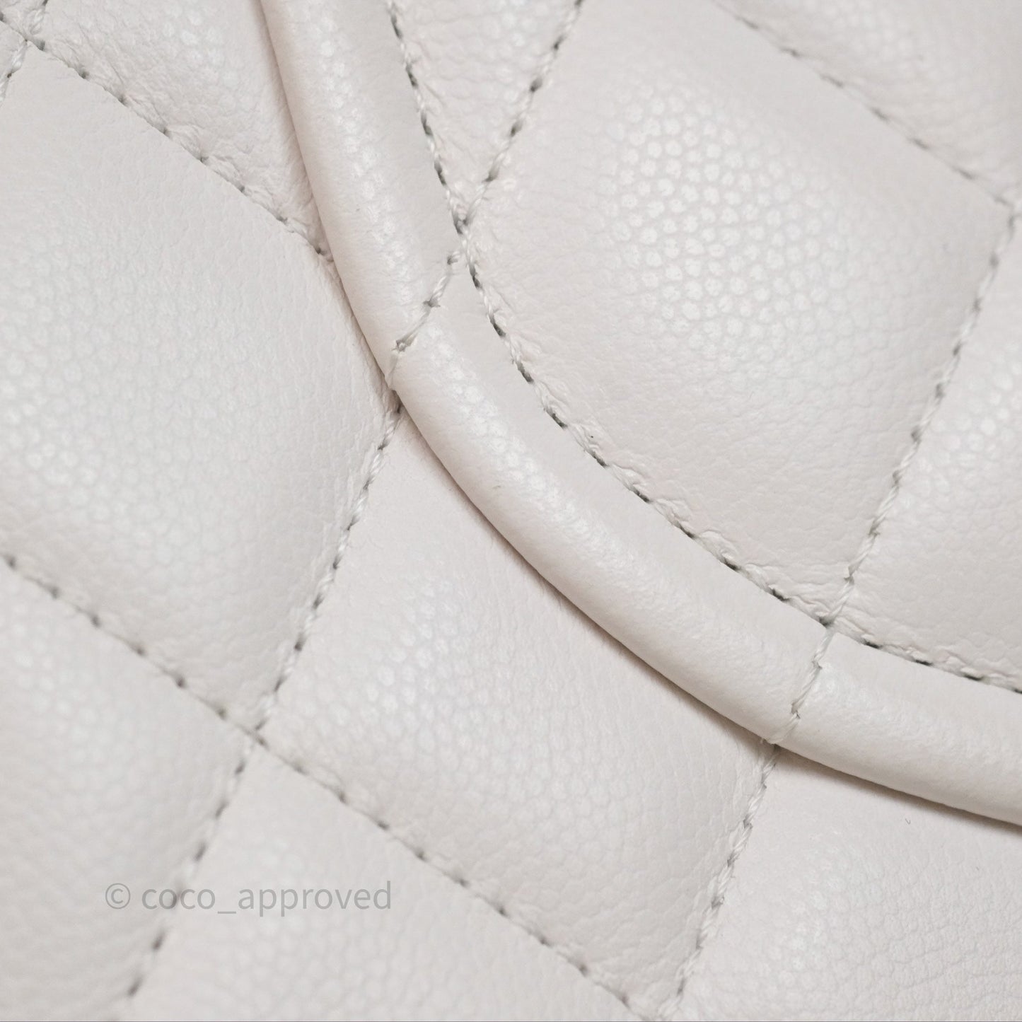 Chanel Large Quilted Sweet Classic Flap White Caviar Aged Gold Hardware