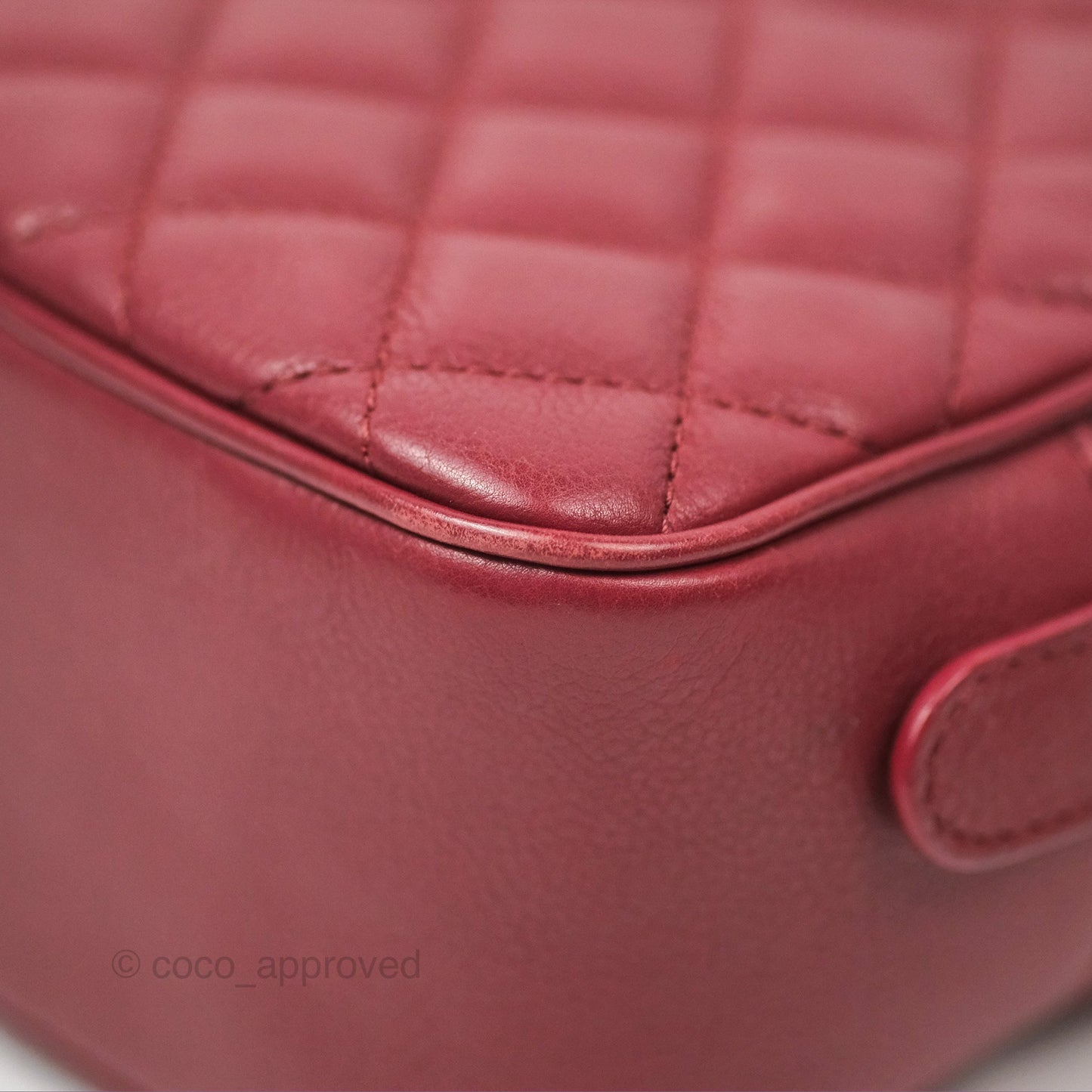 Chanel Quilted CC Small Vanity Case Dark Red Calfskin