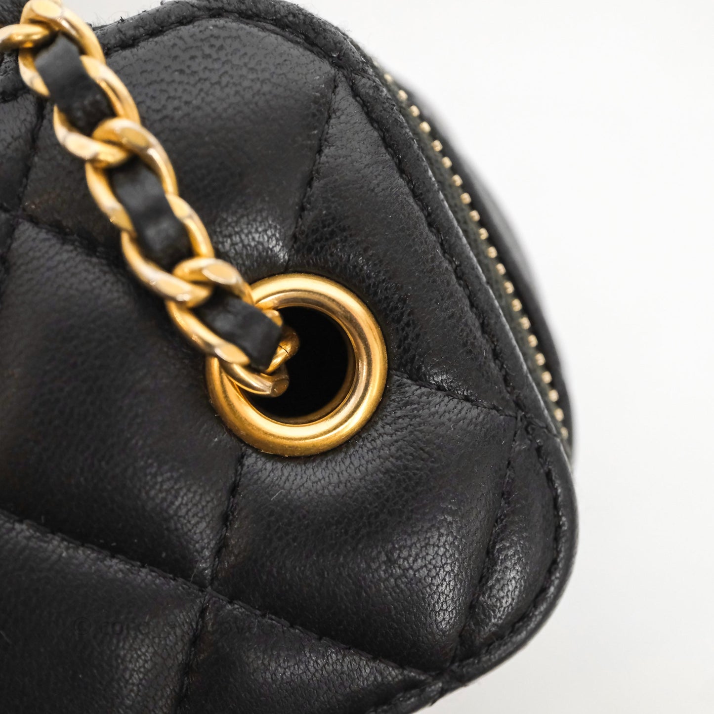 Chanel Mini Black Lambskin Vanity Pearl Crush With Chain Gold Hardware