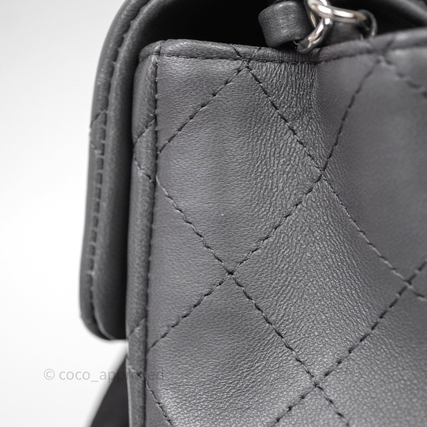 Chanel Quilted Mini Rectangular Dark Grey Lambskin Silver Hardware
