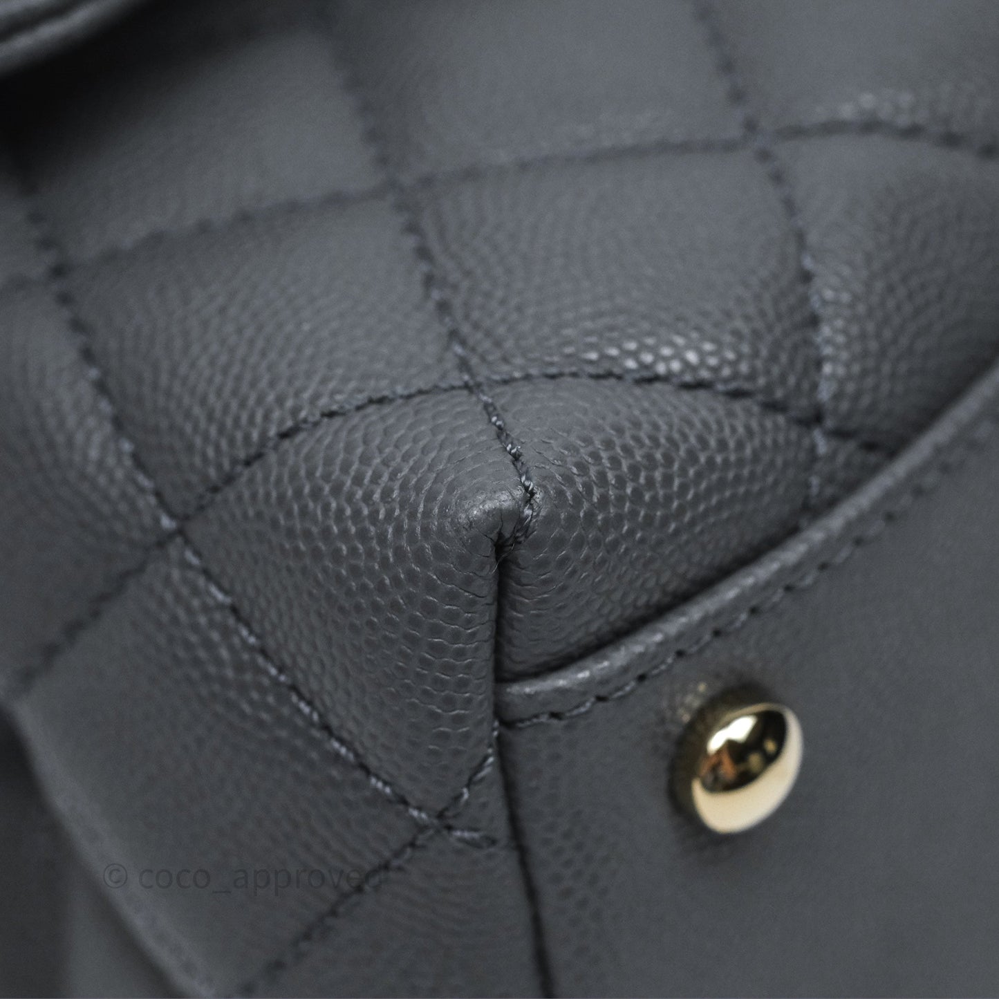 Chanel Small Coco Handle Quilted Grey Caviar Gold Hardware 23K