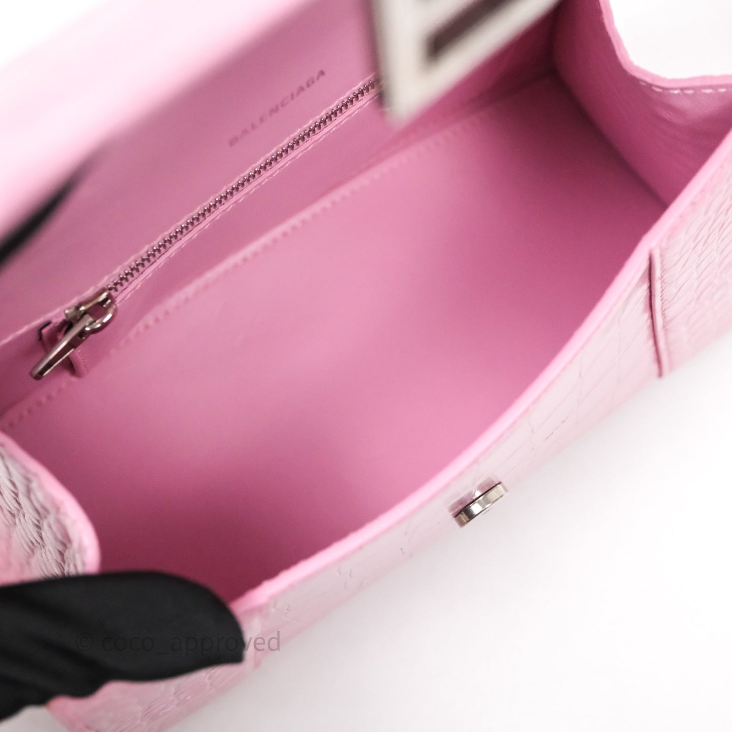 Balenciaga Small Hourglass Embossed Bag Pink
