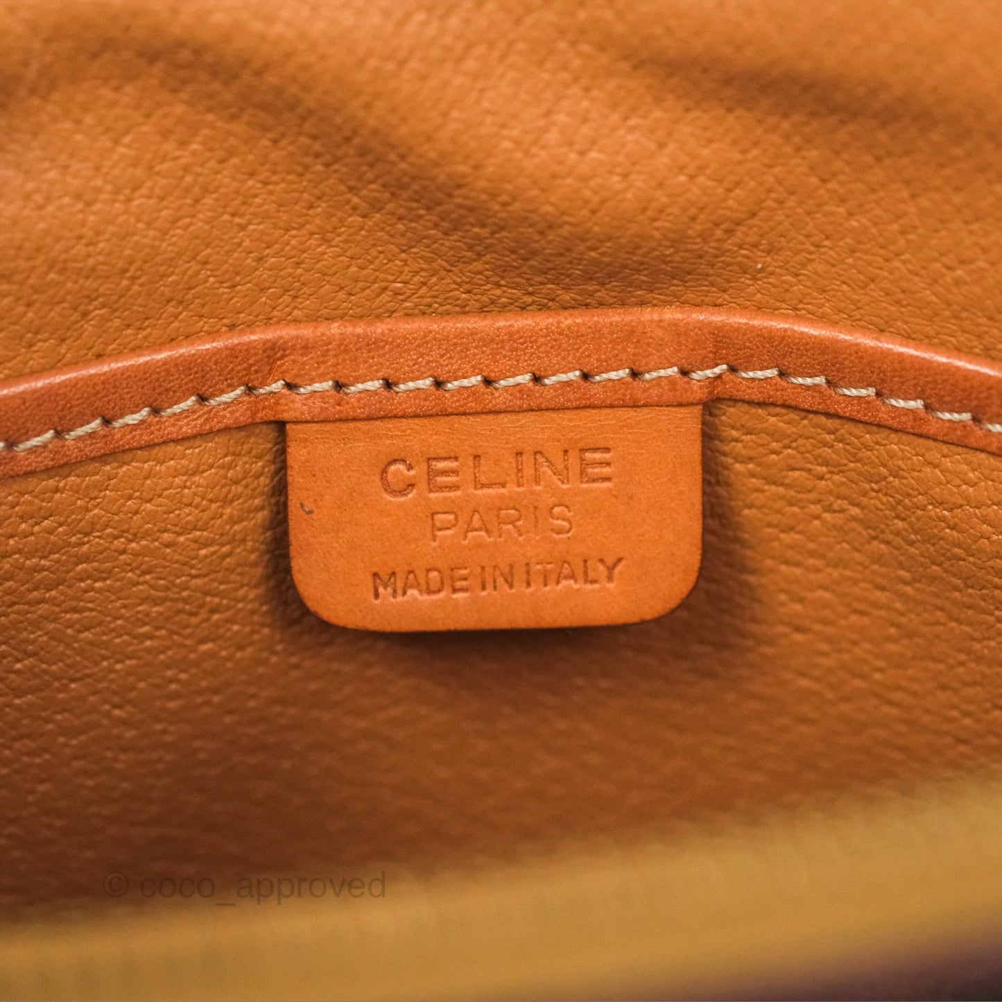 Celine Vintage Macadam Top Handle Bag Tan Brown