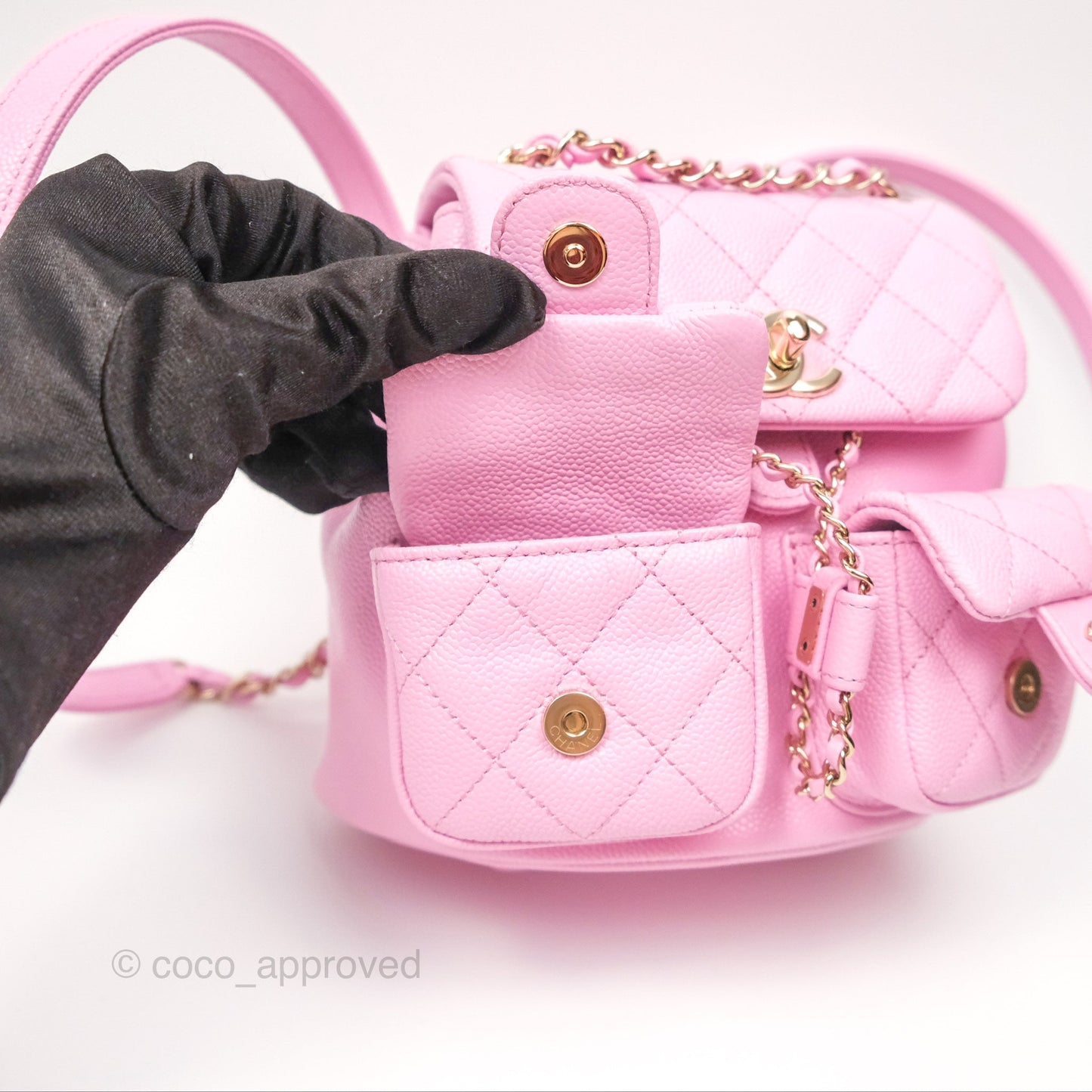 Chanel Mini Duma Backpack Pink Caviar Gold Hardware 23P