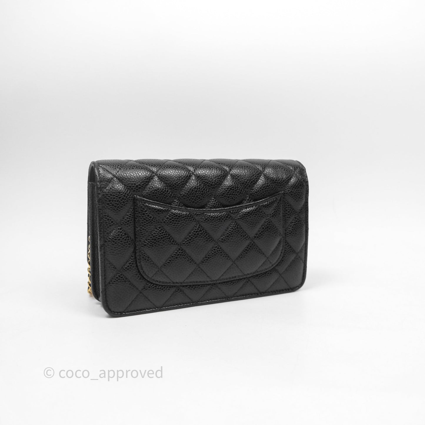 Chanel Classic Wallet On Chain WOC Quilted Black Caviar Gold Hardware