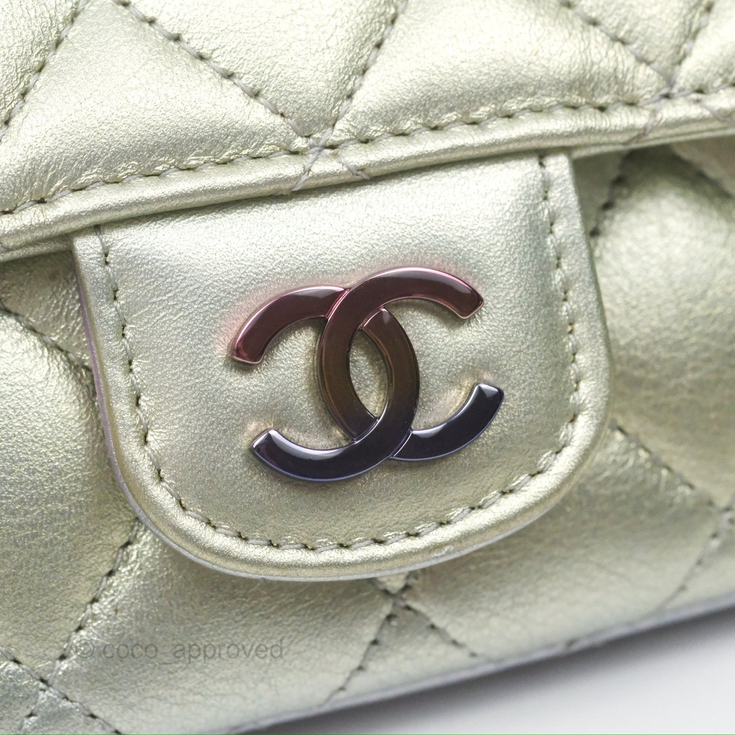 Chanel Quilted Case on Chain Iridescent Rainbow Calfskin