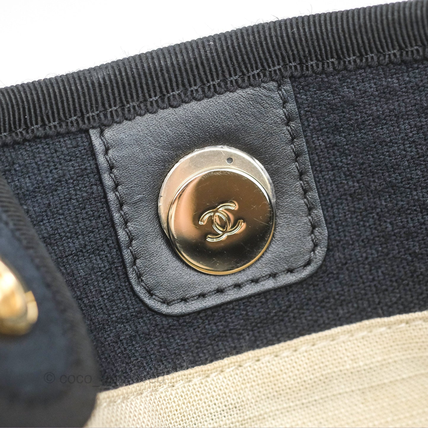 Chanel Medium Canvas Deauville Tote Navy Gold Hardware