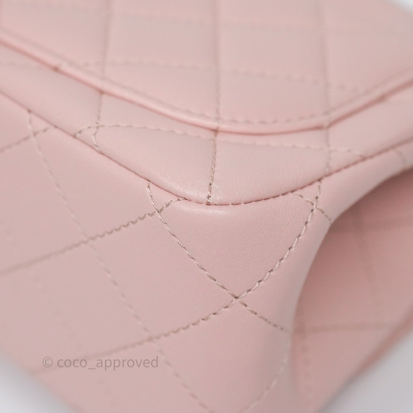 Chanel Quilted Mini Square Flap with Camellia Adjustable Chain Pink Clair Lambskin