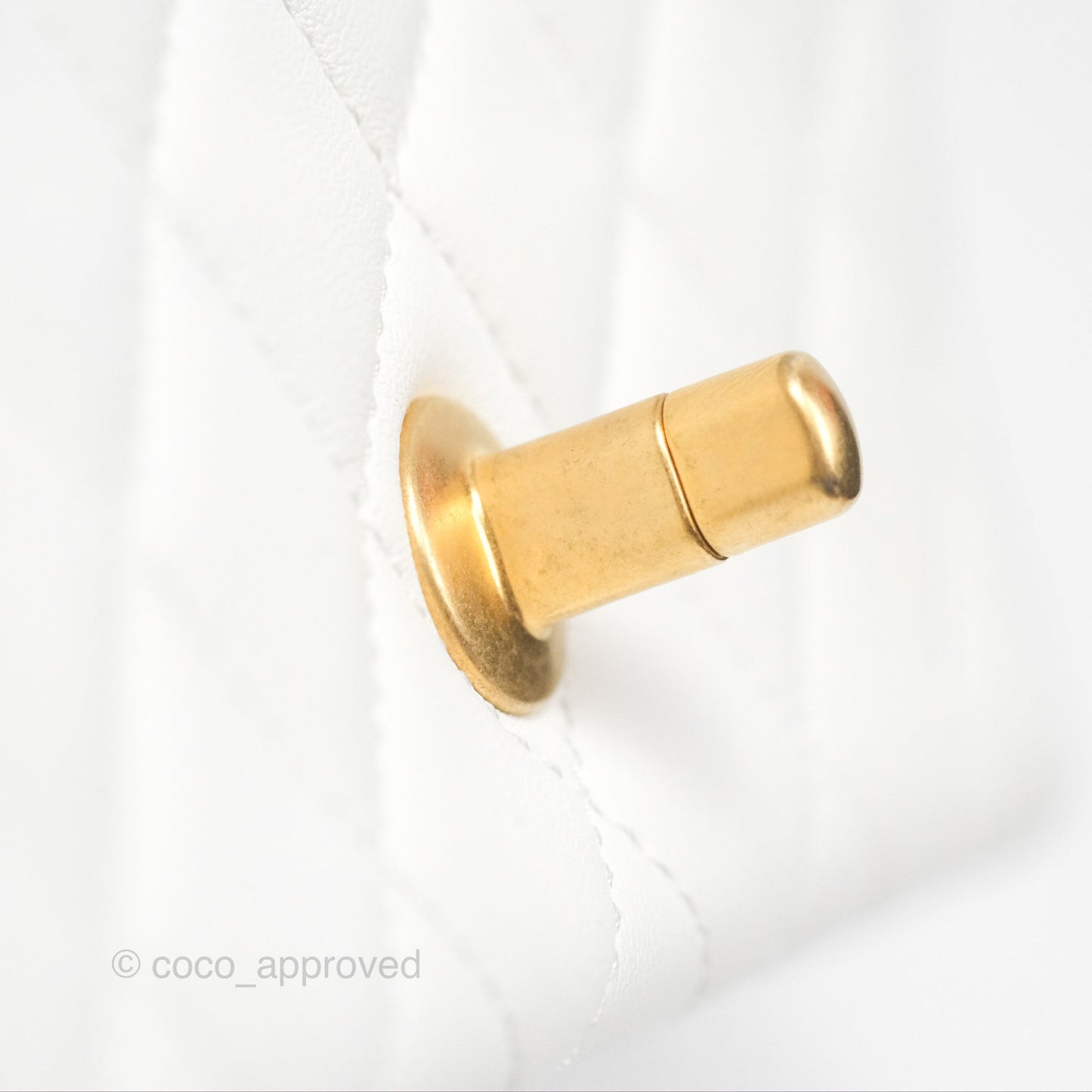Chanel Mini Rectangular Pearl Crush Quilted White Lambskin Aged Gold Hardware