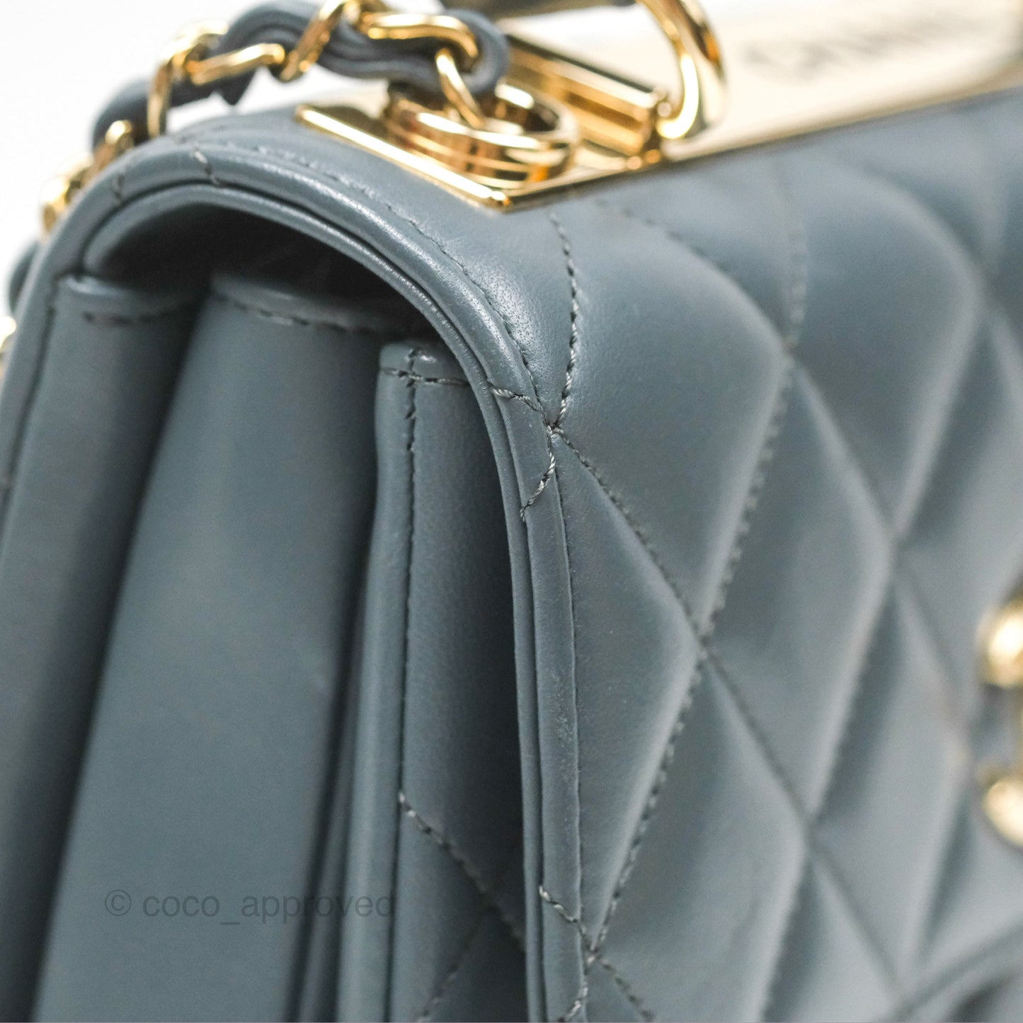 Chanel Small Trendy CC Grey Blue Lambskin Gold Hardware