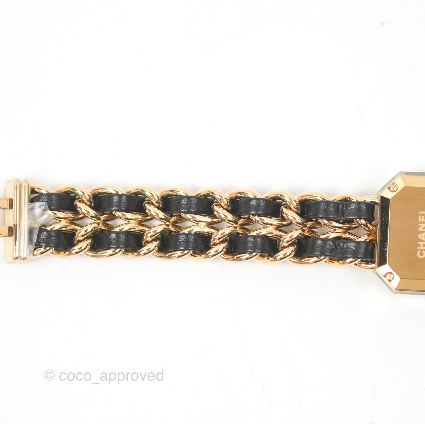 Chanel Première Watch Black Leather Gold Tone Size S