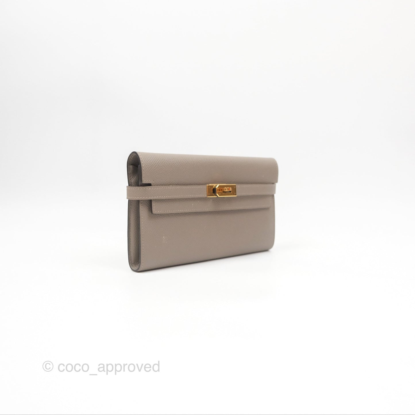 Hermès Kelly Wallet Gris Asphalte M8 Epsom Gold Hardware