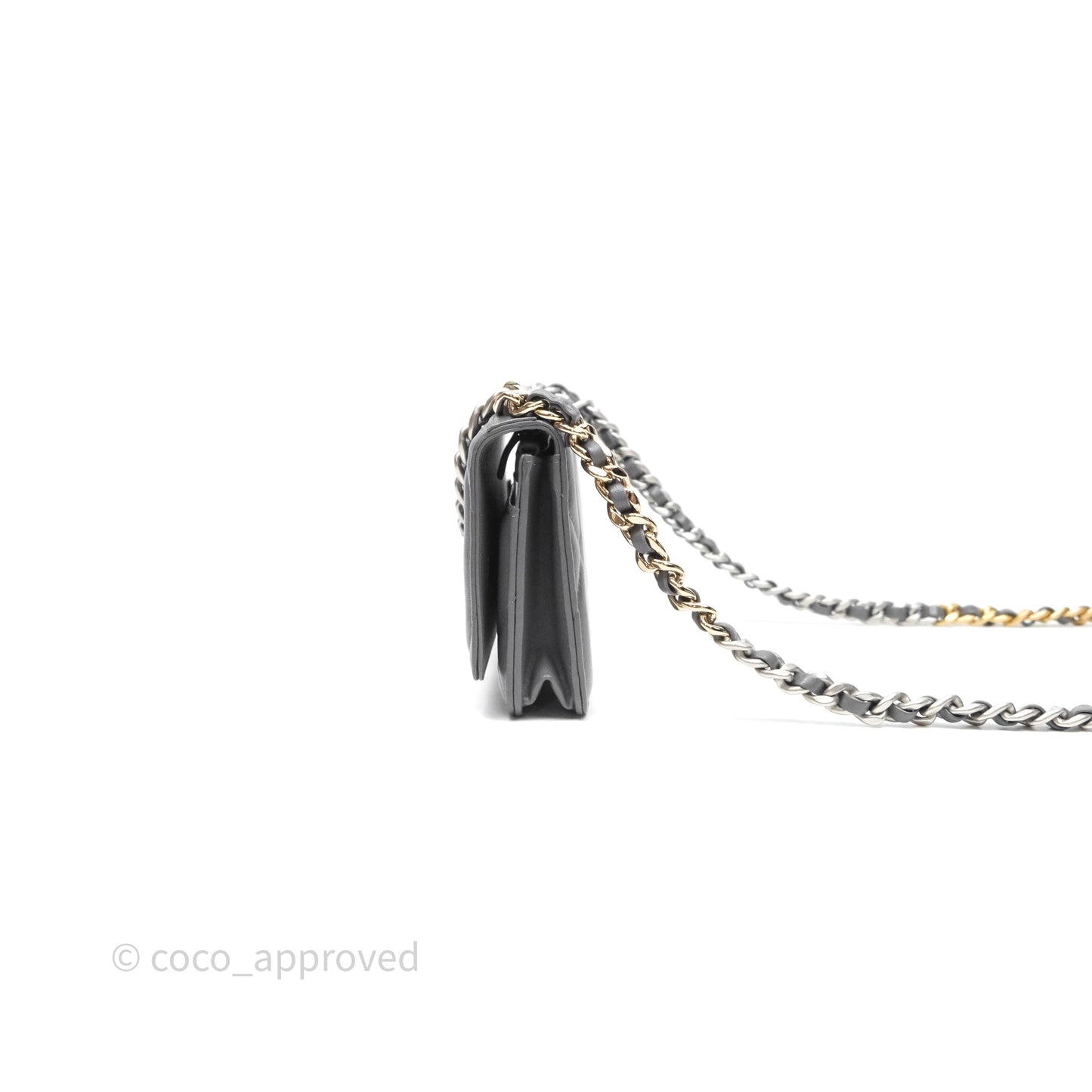Chanel 19 Wallet on Chain WOC Grey Lambskin Mixed Hardware