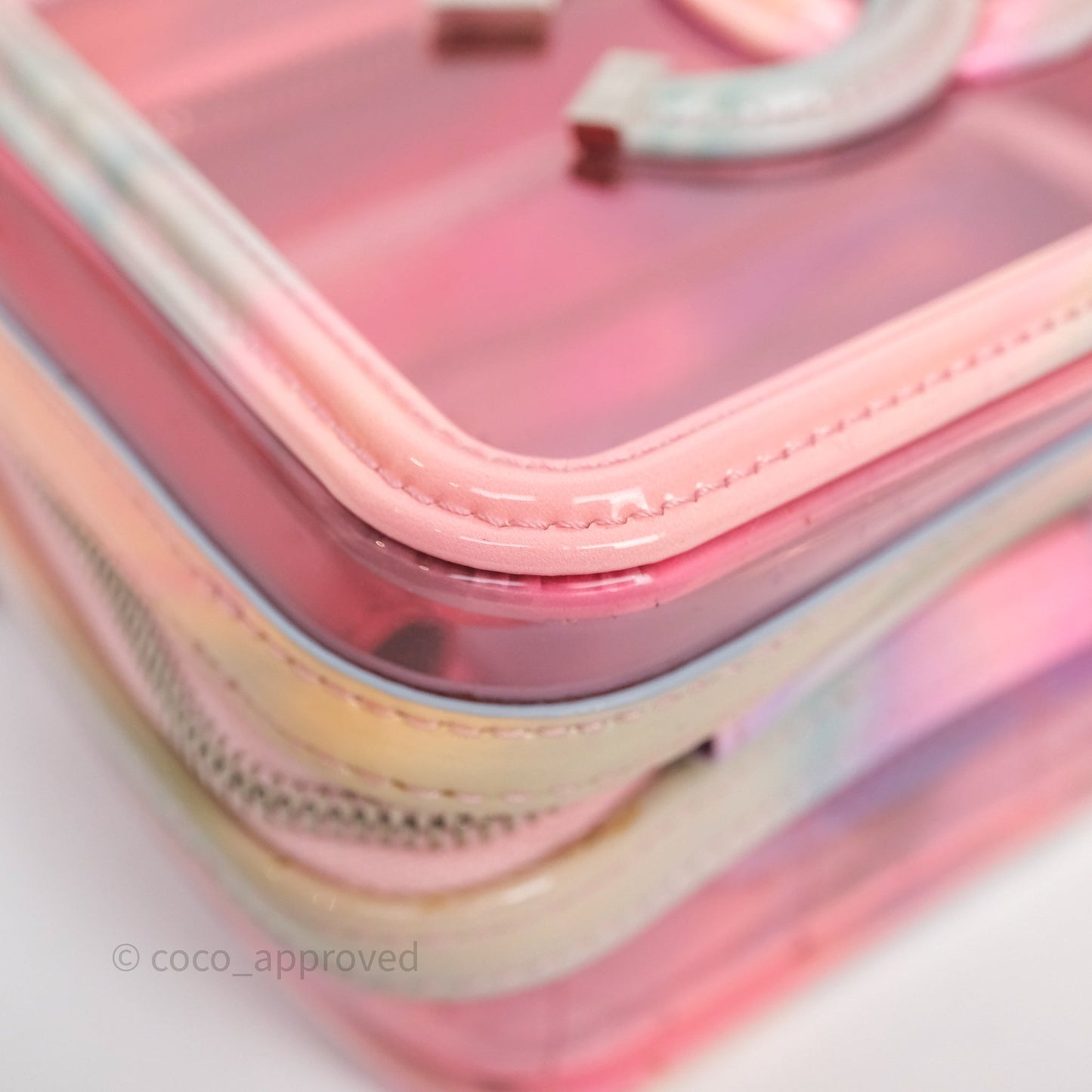 Chanel Filigree Pink Vanity Case PVC Silver Hardware