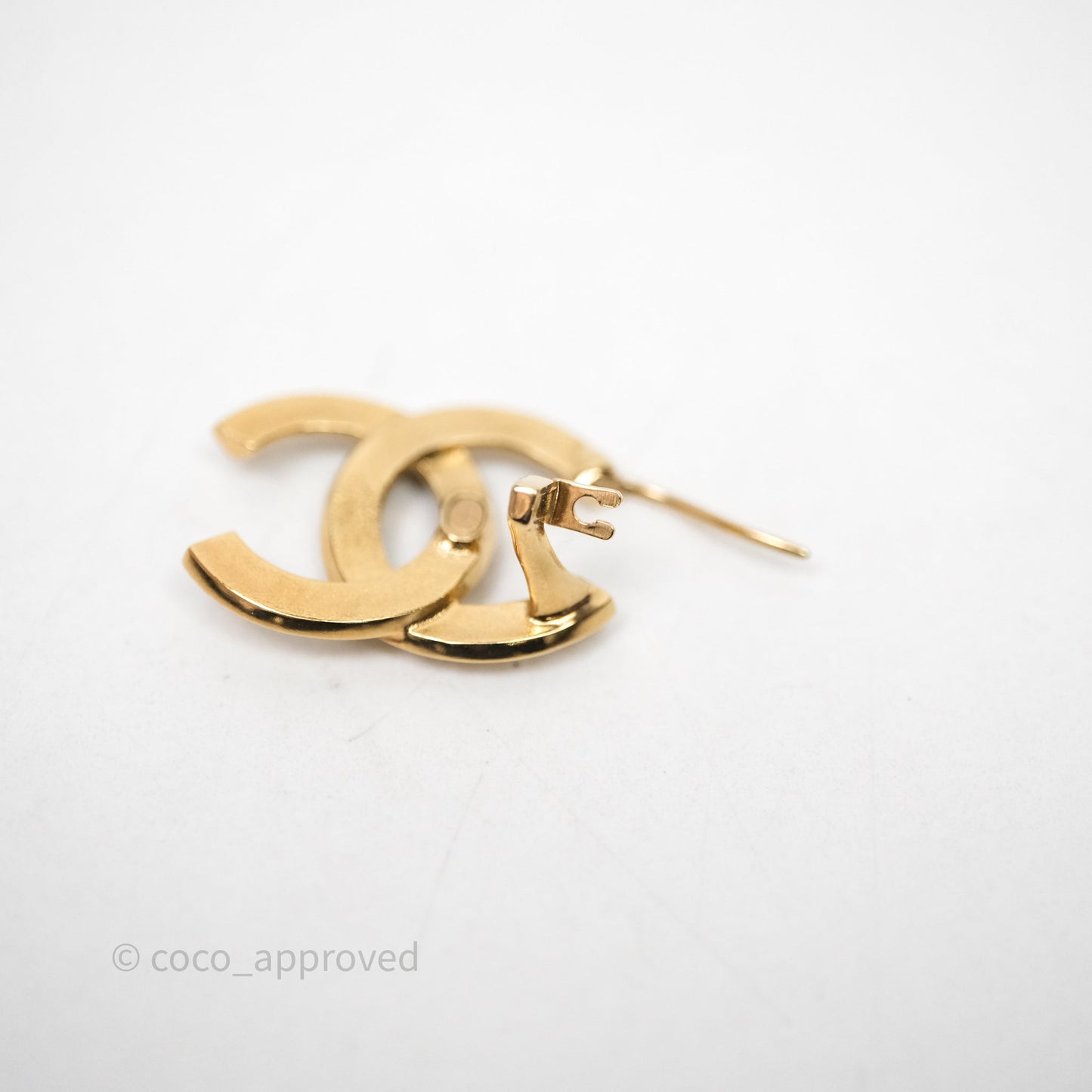 Chanel CC Crystals Black Resin Earrings Gold Tone 24C